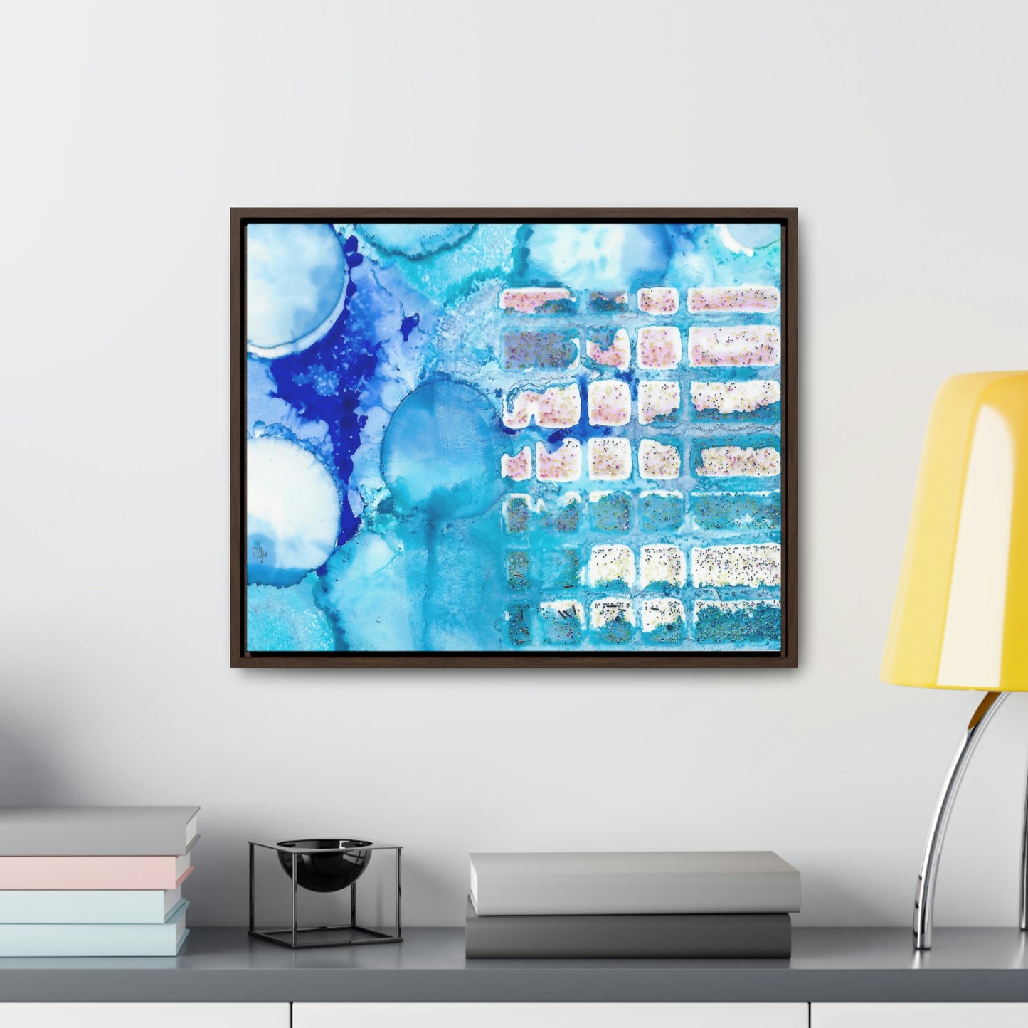 Blue Ice 11 Framed Canvas Print - Alja Design