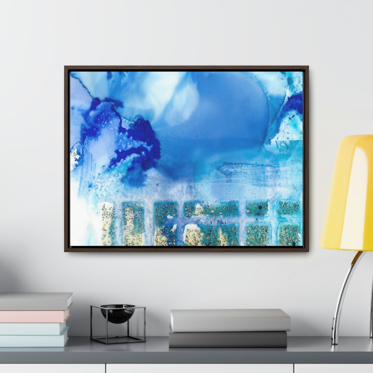 Blue Ice 7 Framed Canvas Print - Alja Design
