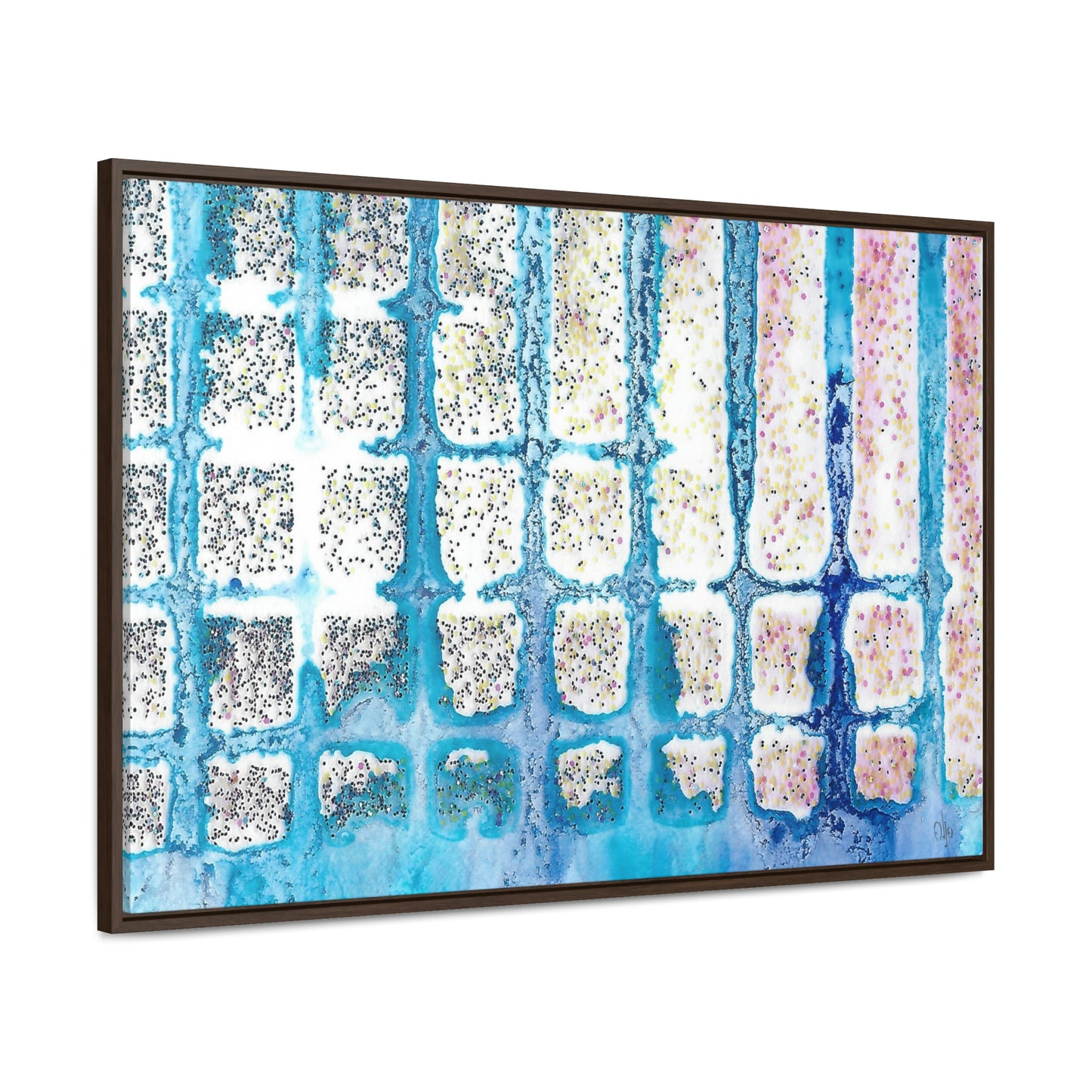 Blue Ice 13 Framed Canvas Print - Alja Design