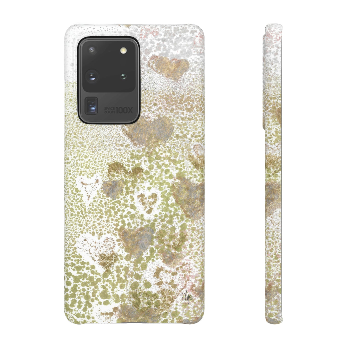 iPhone Samsung Galaxy Pixel5G Snap Case Phone Case Green Hearts - Alja Design