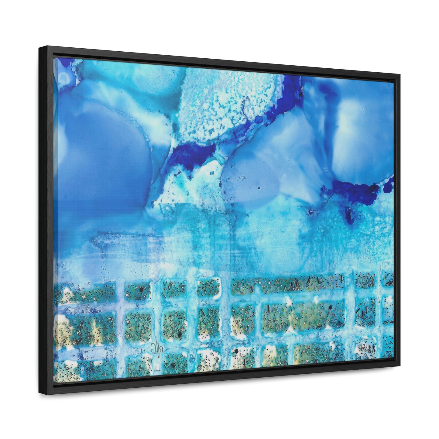 Blue Ice 1 Framed Canvas Print - Alja Design