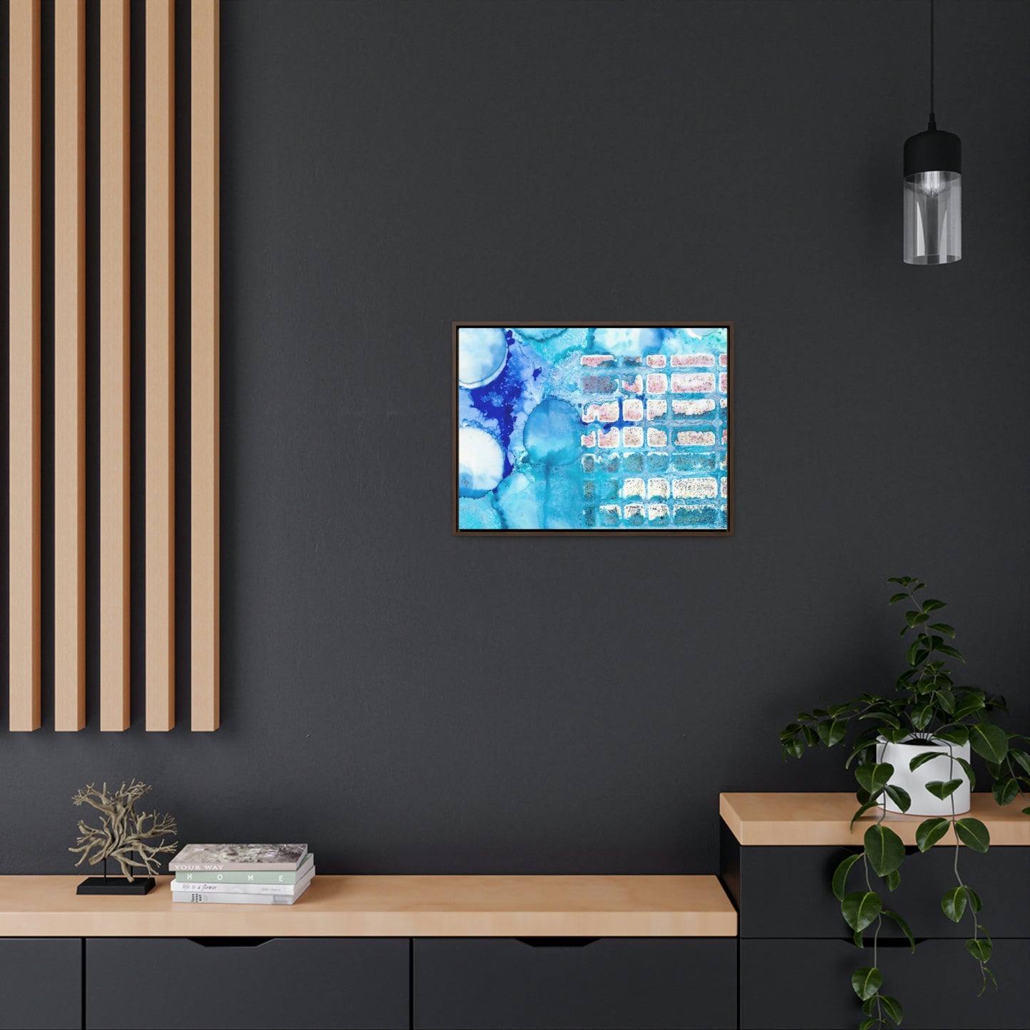 Blue Ice 11 Framed Canvas Print - Alja Design
