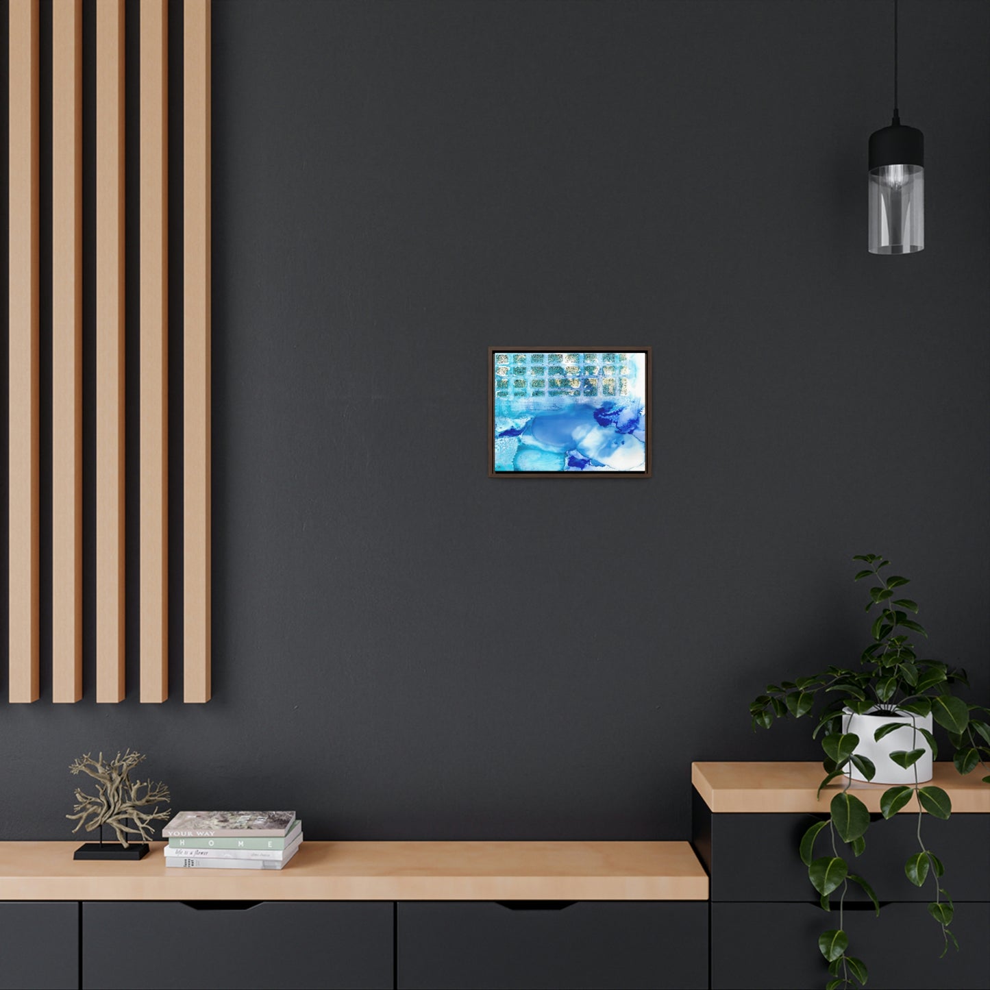 Blue Ice 12 Framed Canvas Print - Alja Design