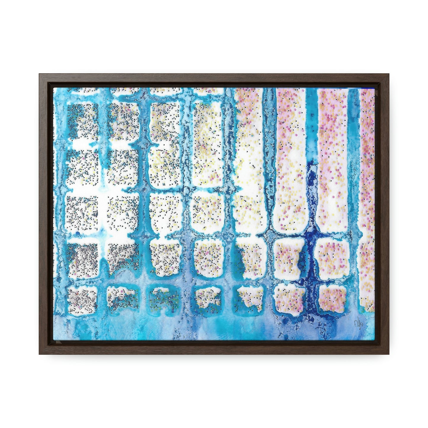 Blue Ice 13 Framed Canvas Print - Alja Design