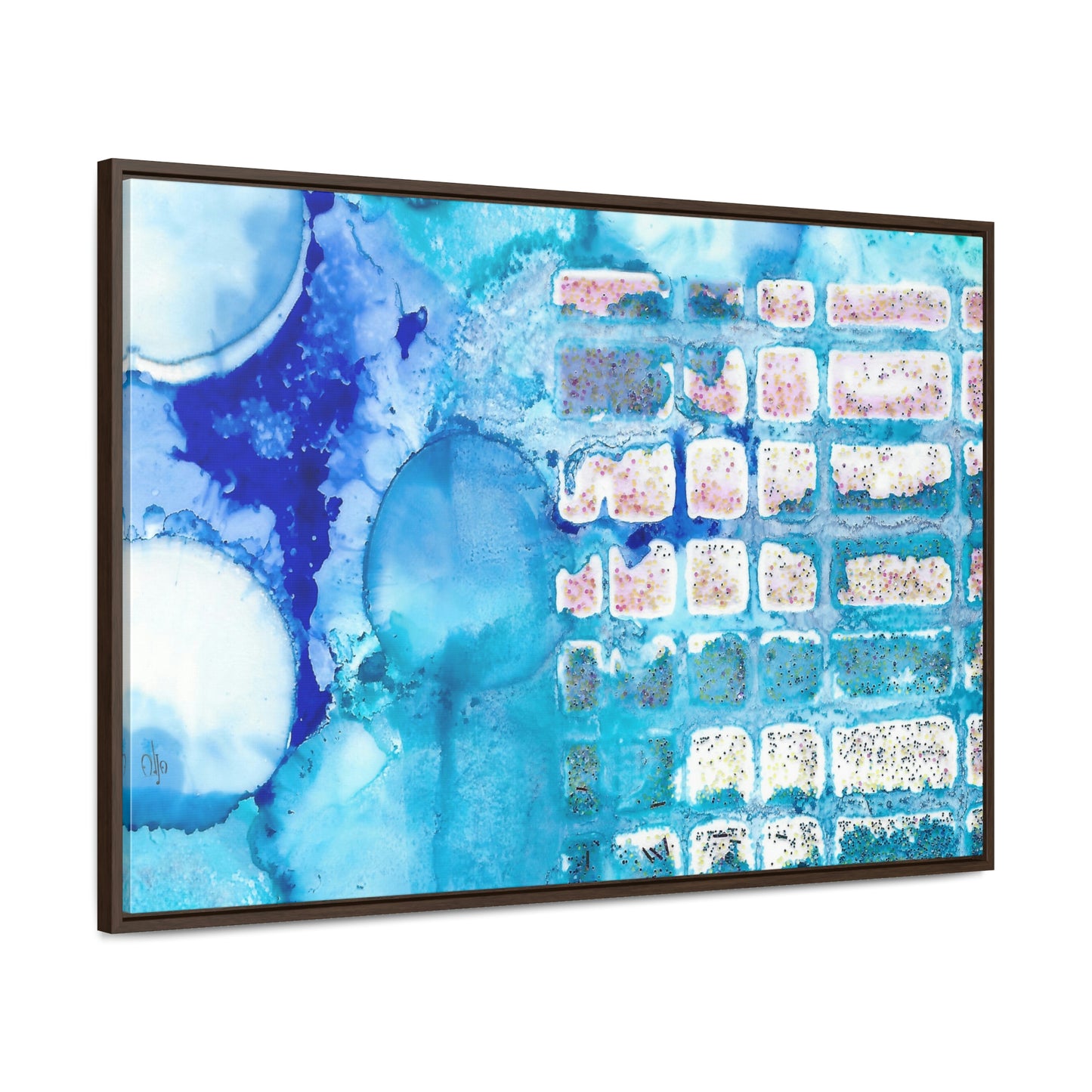 Blue Ice 11 Framed Canvas Print - Alja Design