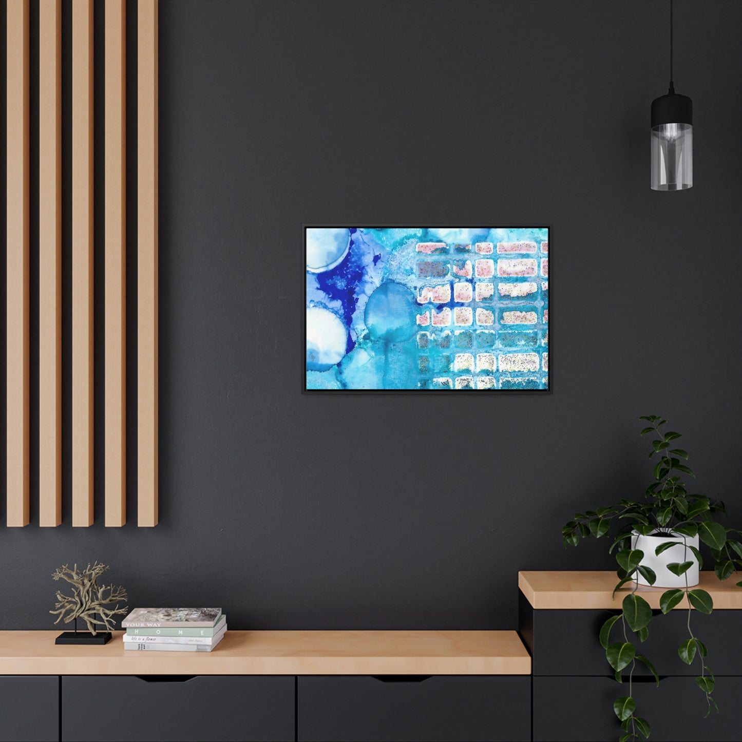 Blue Ice 11 Framed Canvas Print - Alja Design