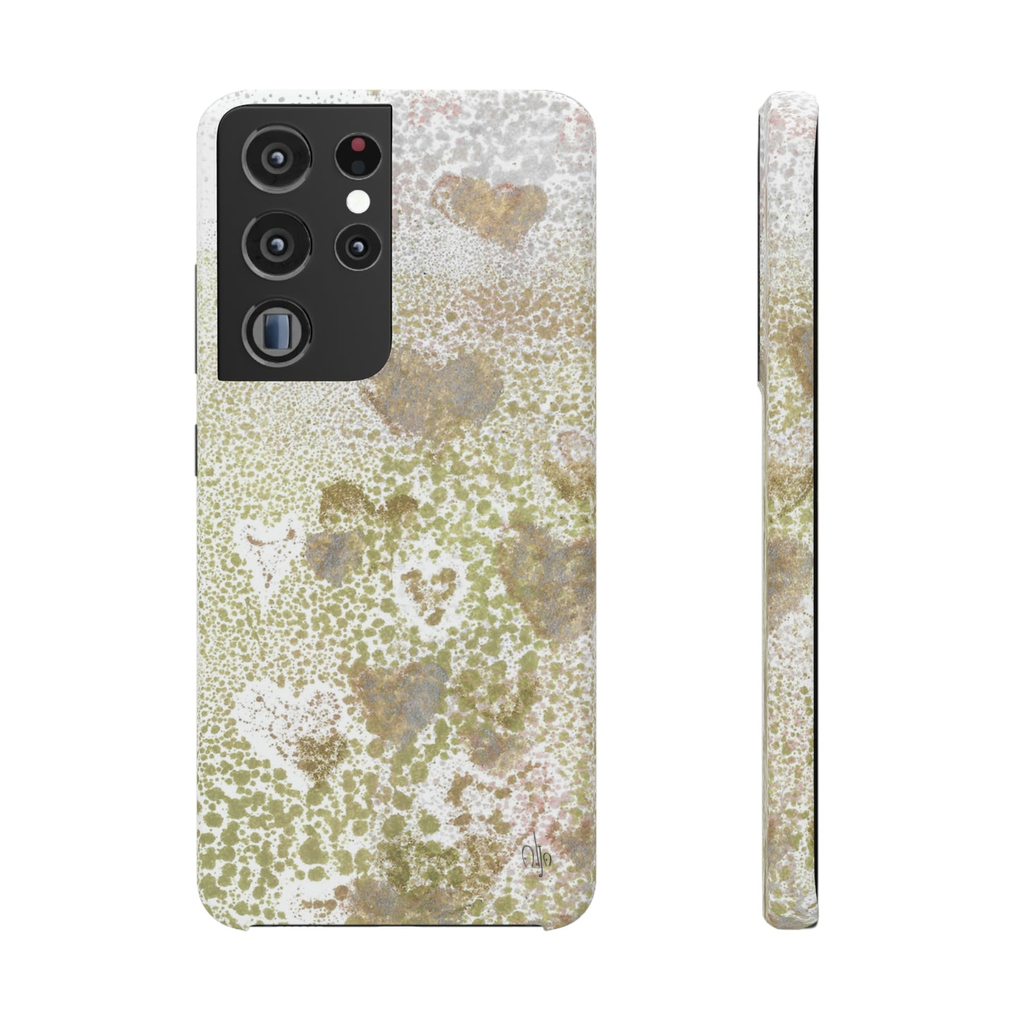 iPhone Samsung Galaxy Pixel5G Snap Case Phone Case Green Hearts - Alja Design