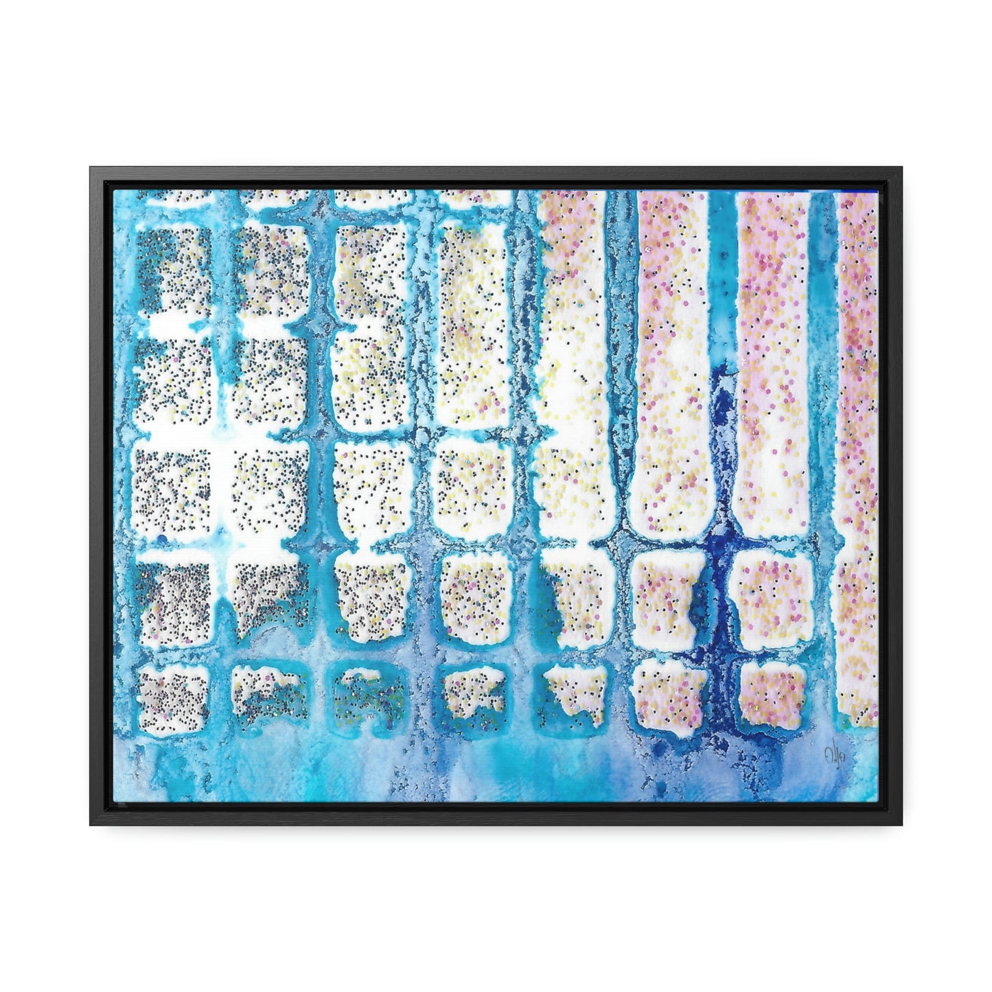 Blue Ice 13 Framed Canvas Print - Alja Design