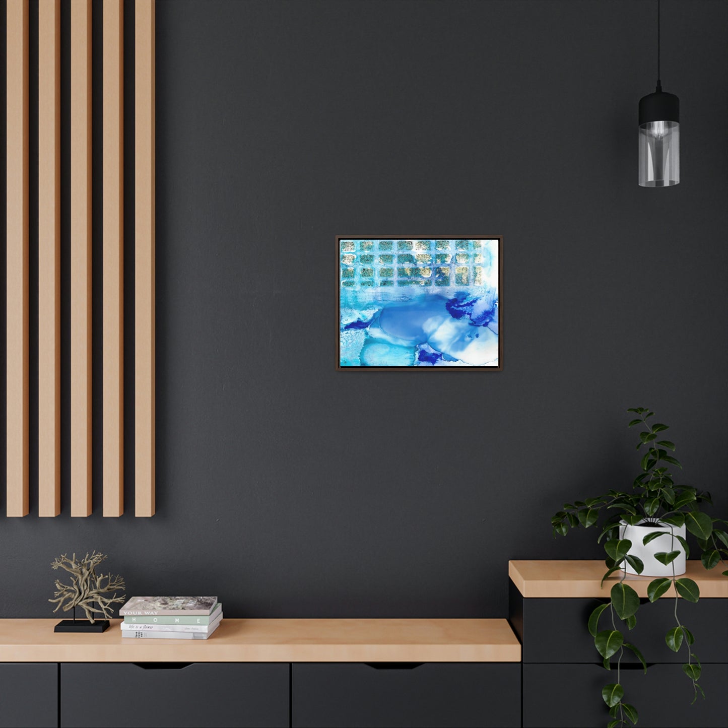 Blue Ice 12 Framed Canvas Print - Alja Design