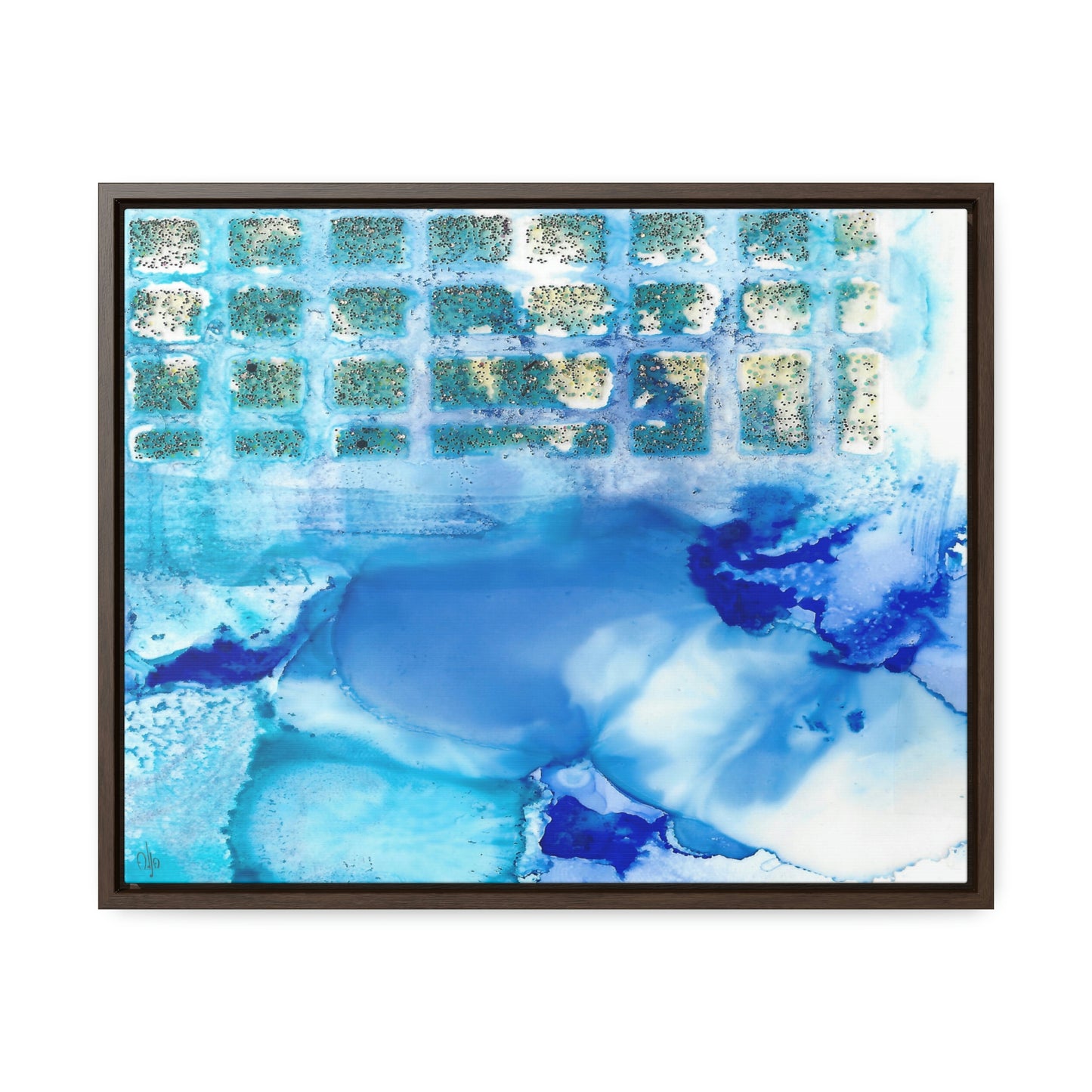 Blue Ice 12 Framed Canvas Print - Alja Design