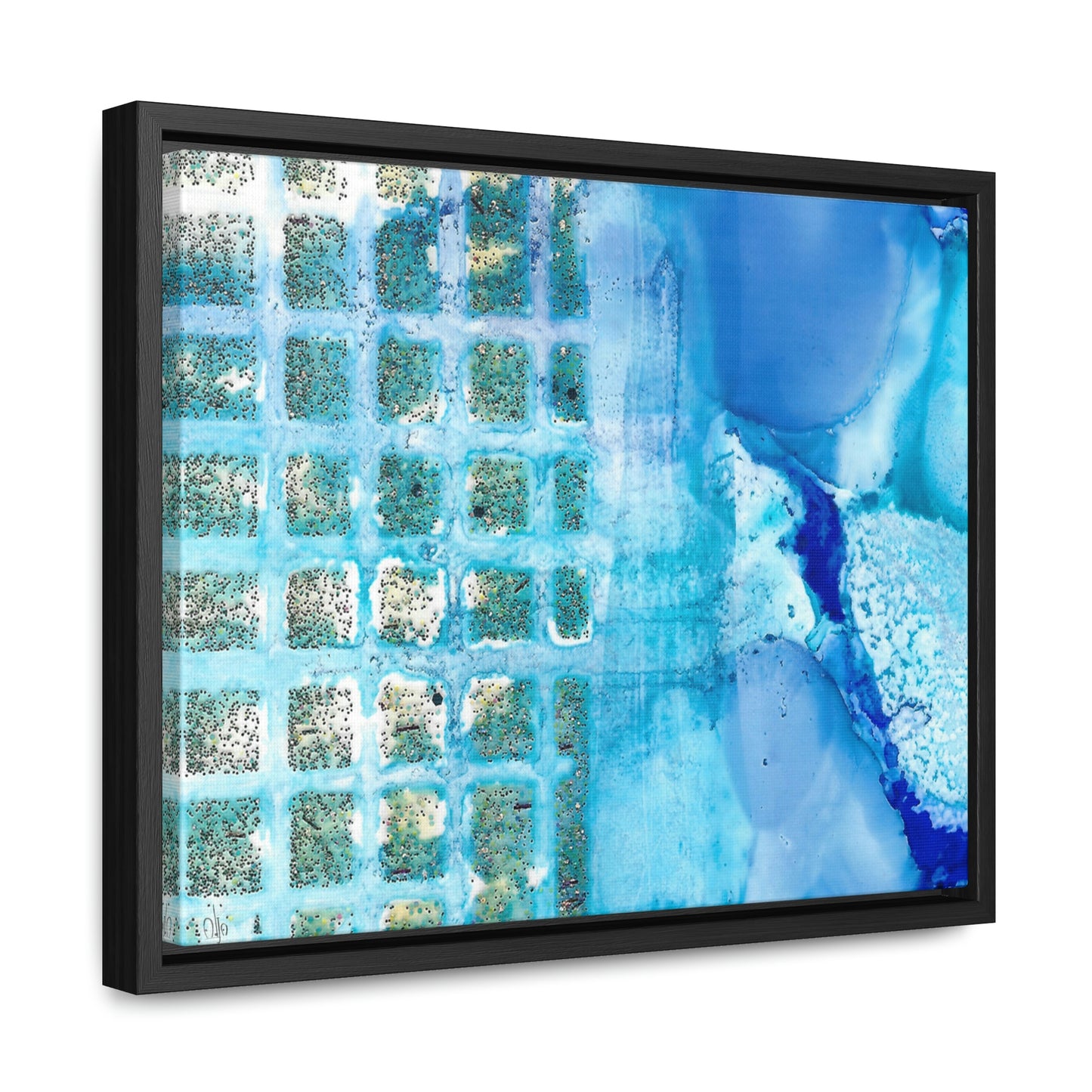 Blue Ice 14 Framed Canvas Print - Alja Design