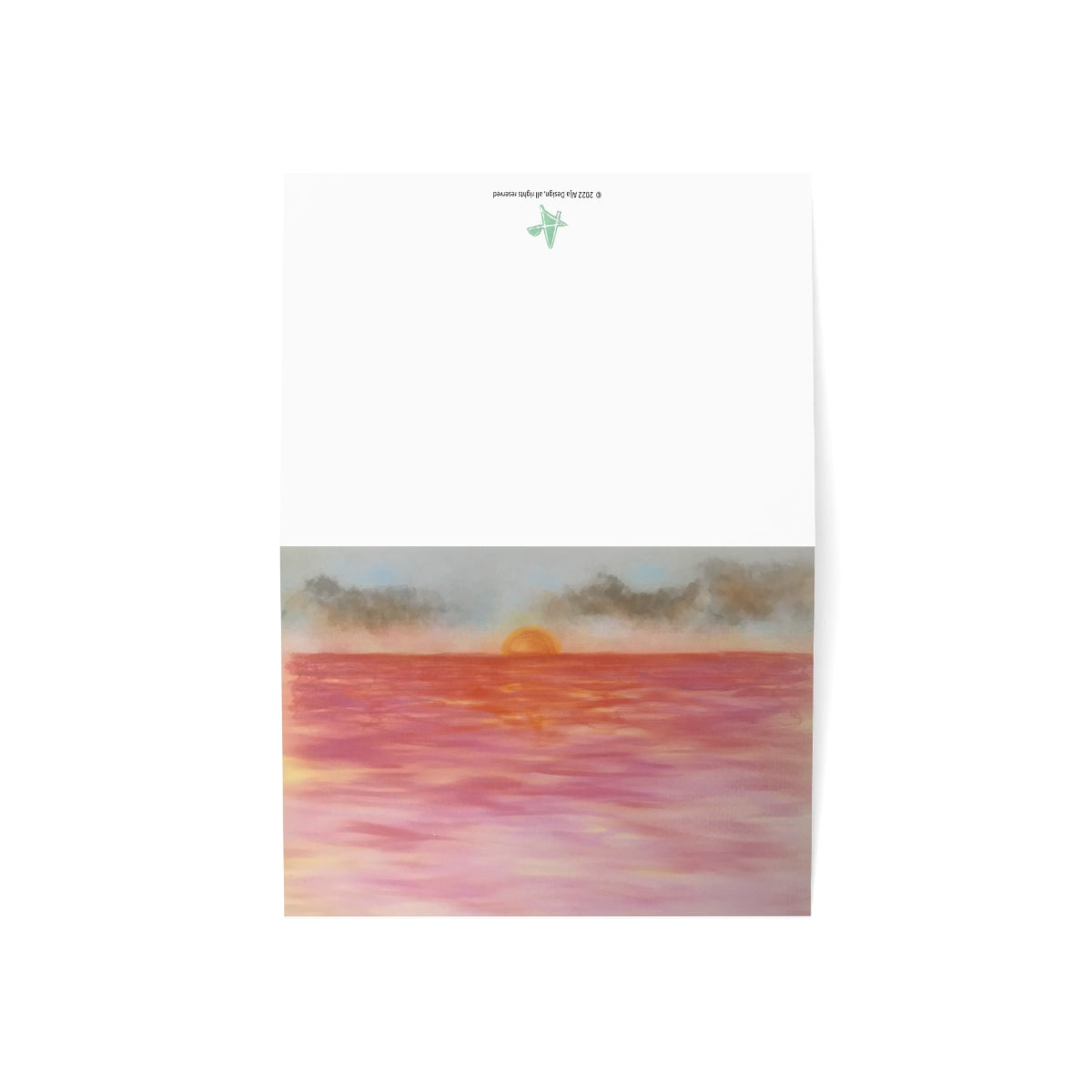 Red Sunset Folded Greeting Card