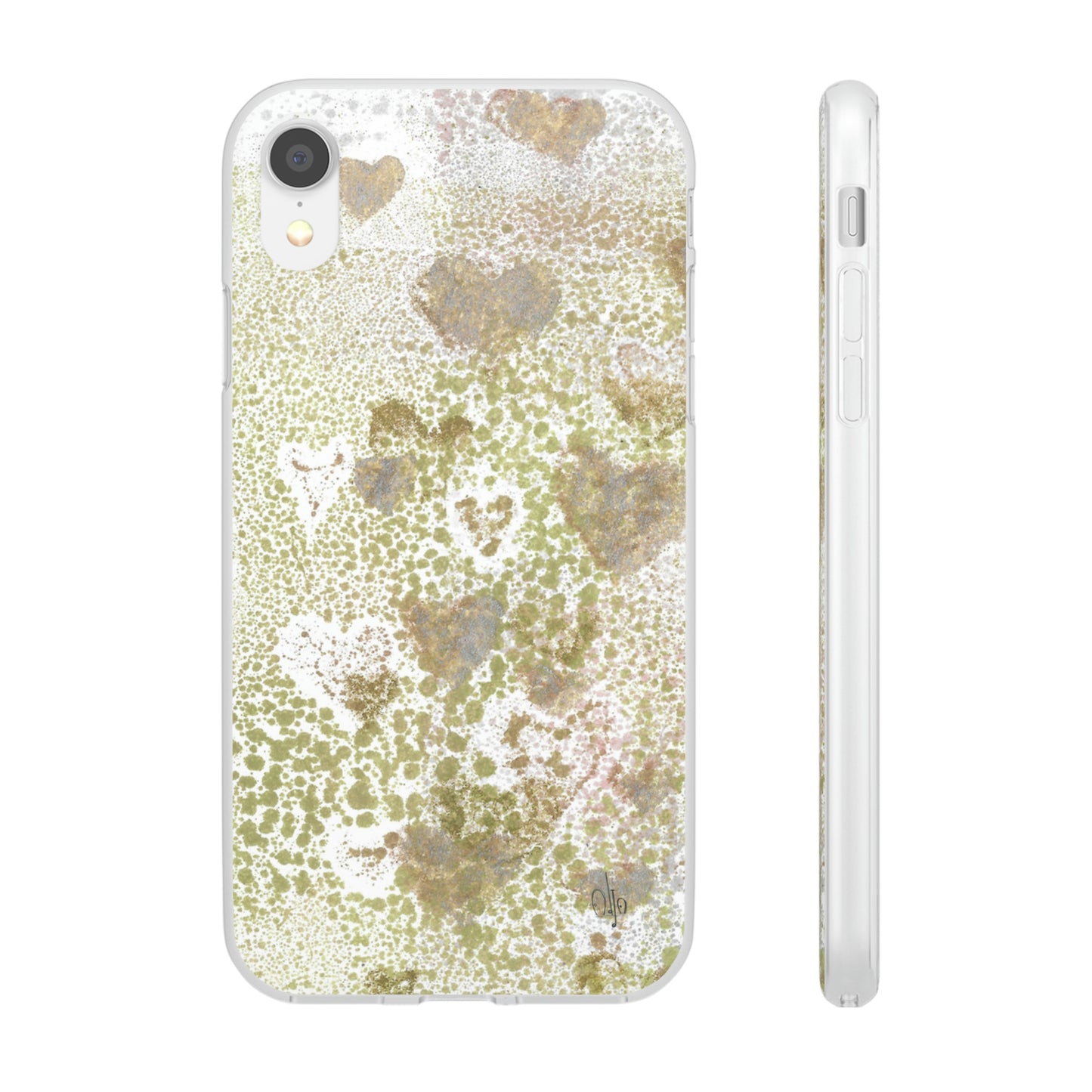 iPhone and Samsung Galaxy Flexi Phone Case Green Hearts - Alja Design