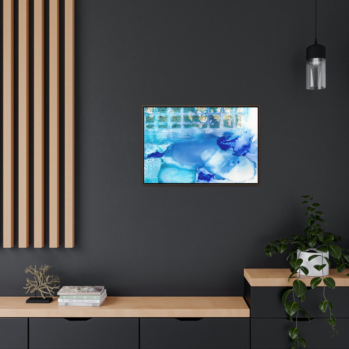 Blue Ice 12 Framed Canvas Print - Alja Design