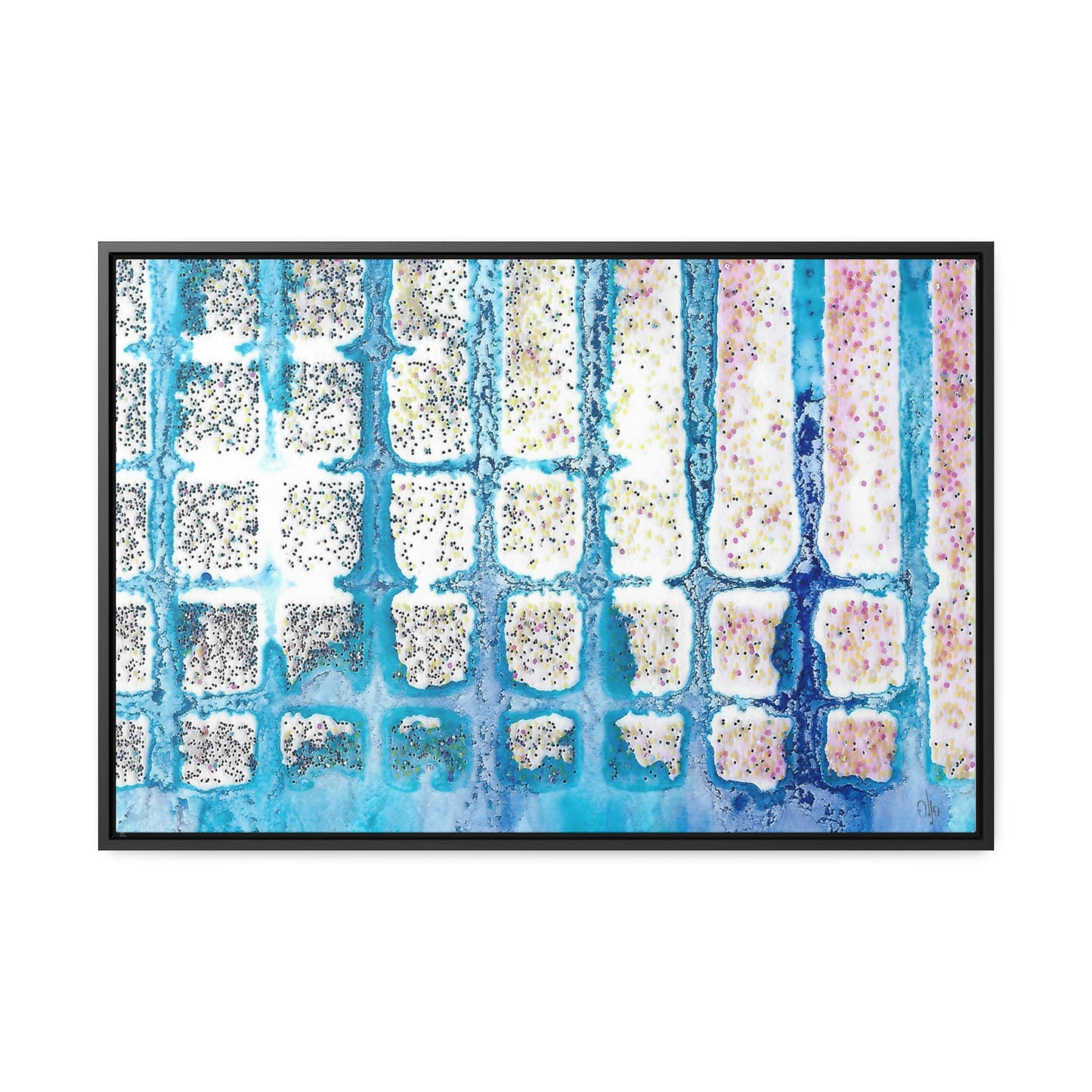 Blue Ice 13 Framed Canvas Print - Alja Design