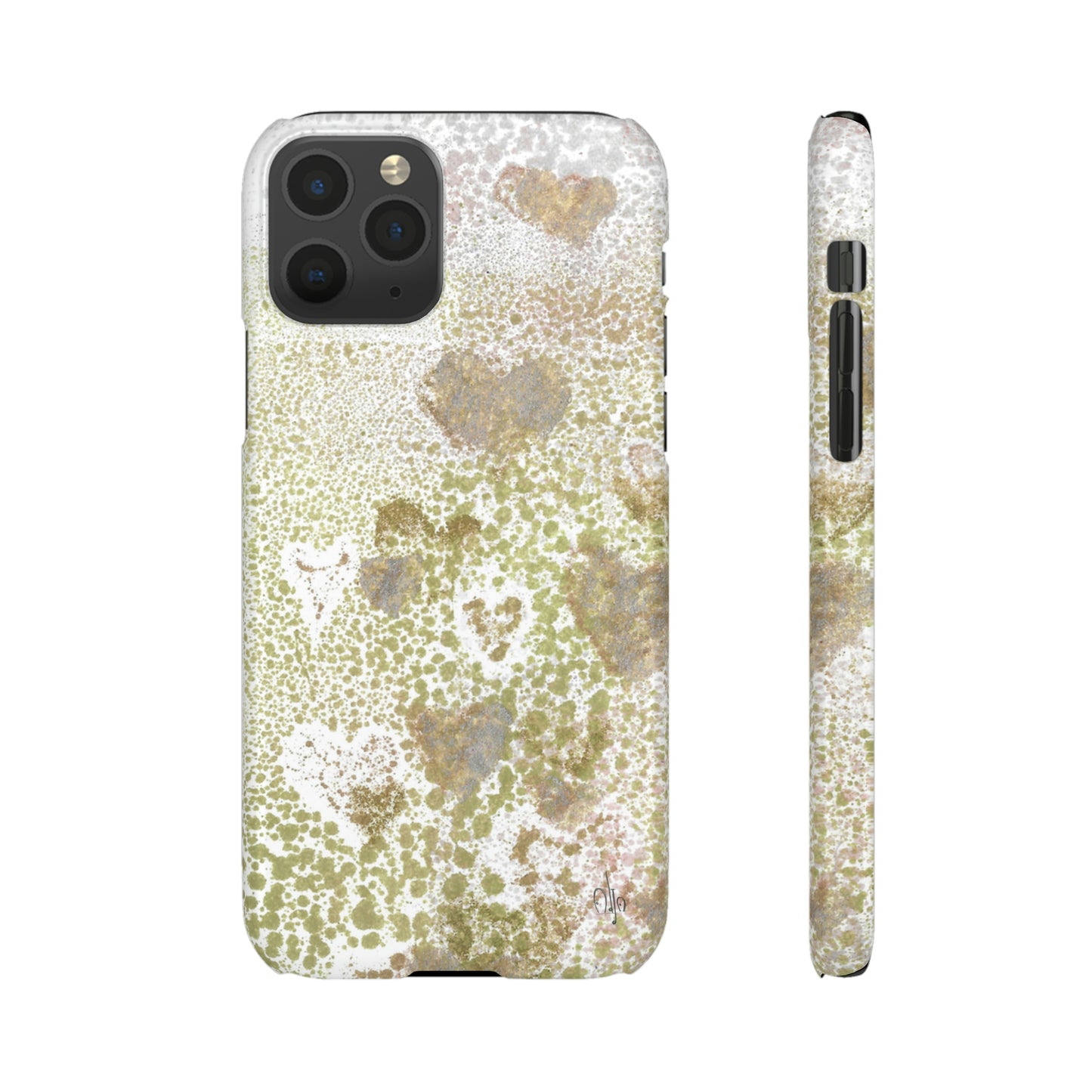 iPhone Samsung Galaxy Pixel5G Snap Case Phone Case Green Hearts - Alja Design
