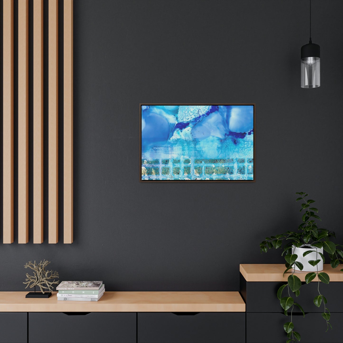 Blue Ice 1 Framed Canvas Print - Alja Design