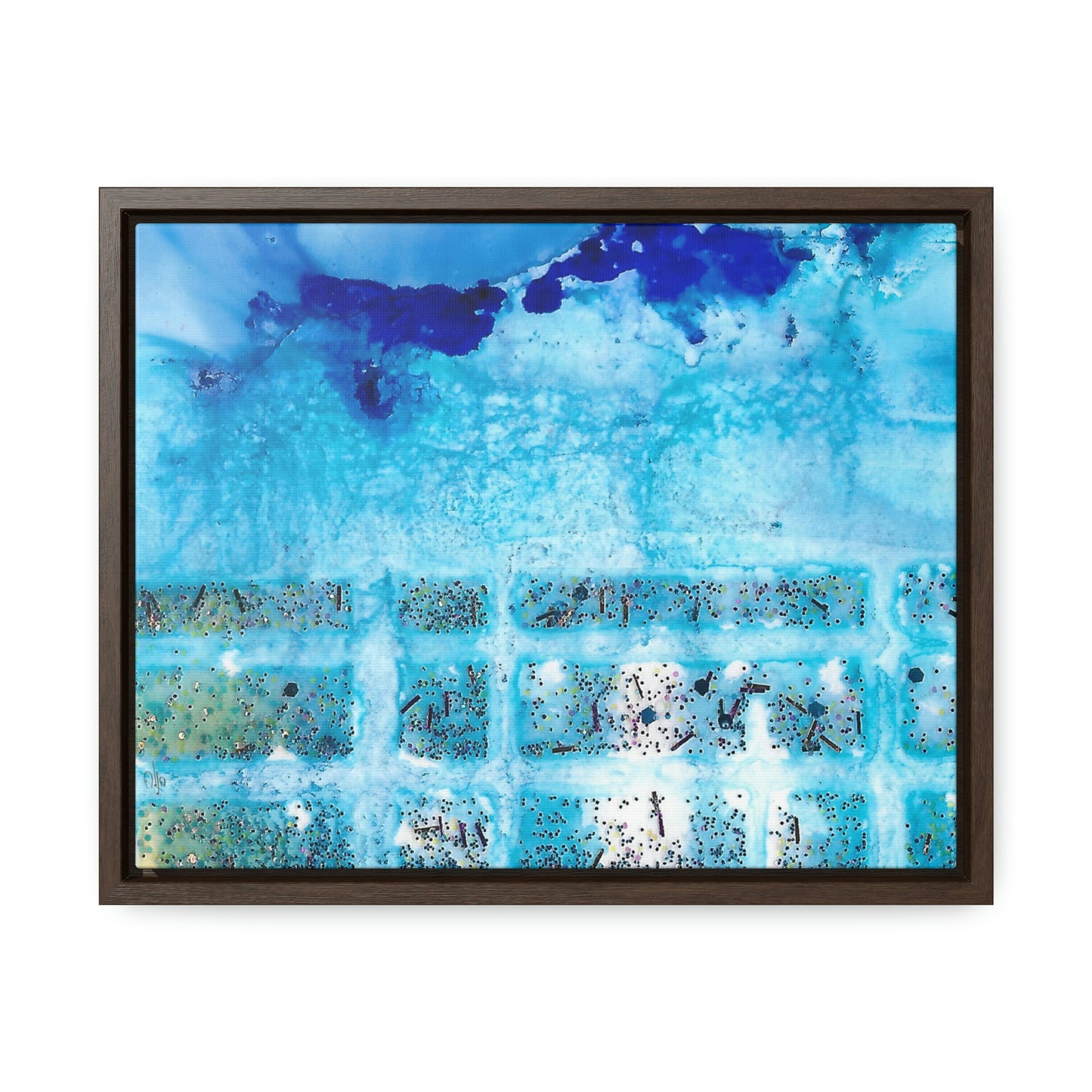 Blue Ice 8 Framed Canvas Print - Alja Design