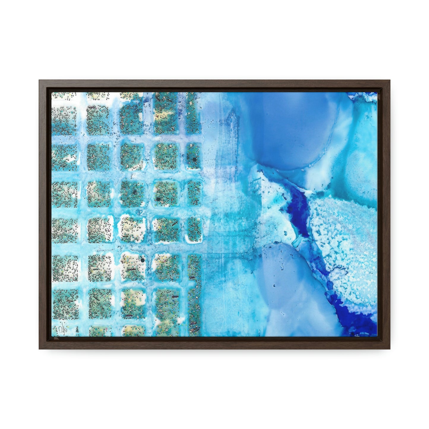 Blue Ice 14 Framed Canvas Print - Alja Design