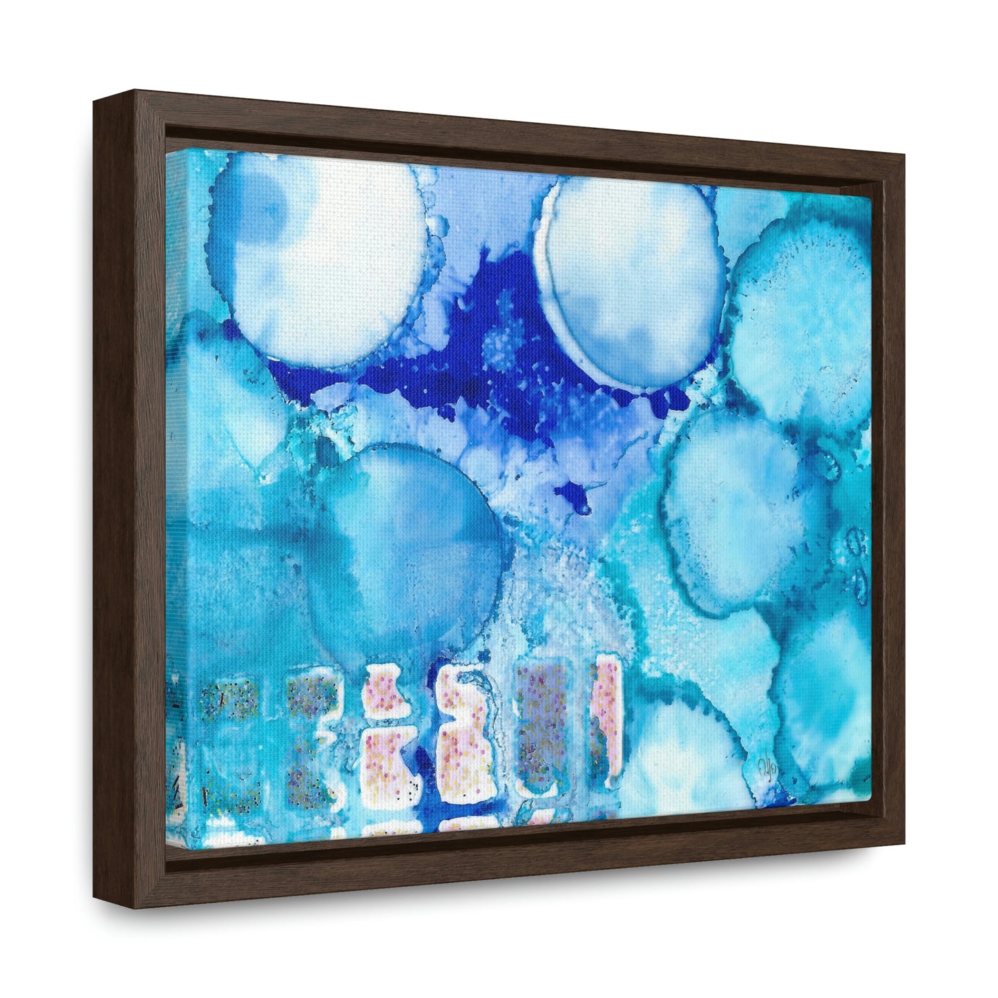 Blue Ice 5 Framed Canvas Print - Alja Design
