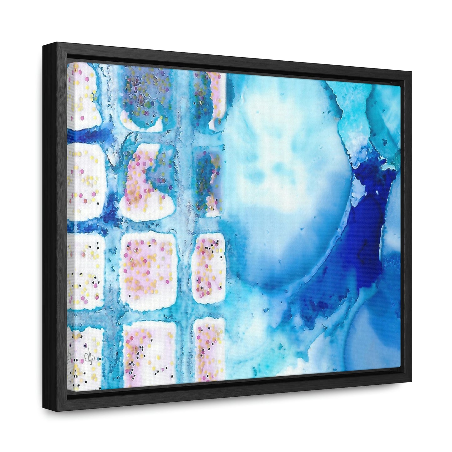 Blue Ice 10 Framed Canvas Print - Alja Design