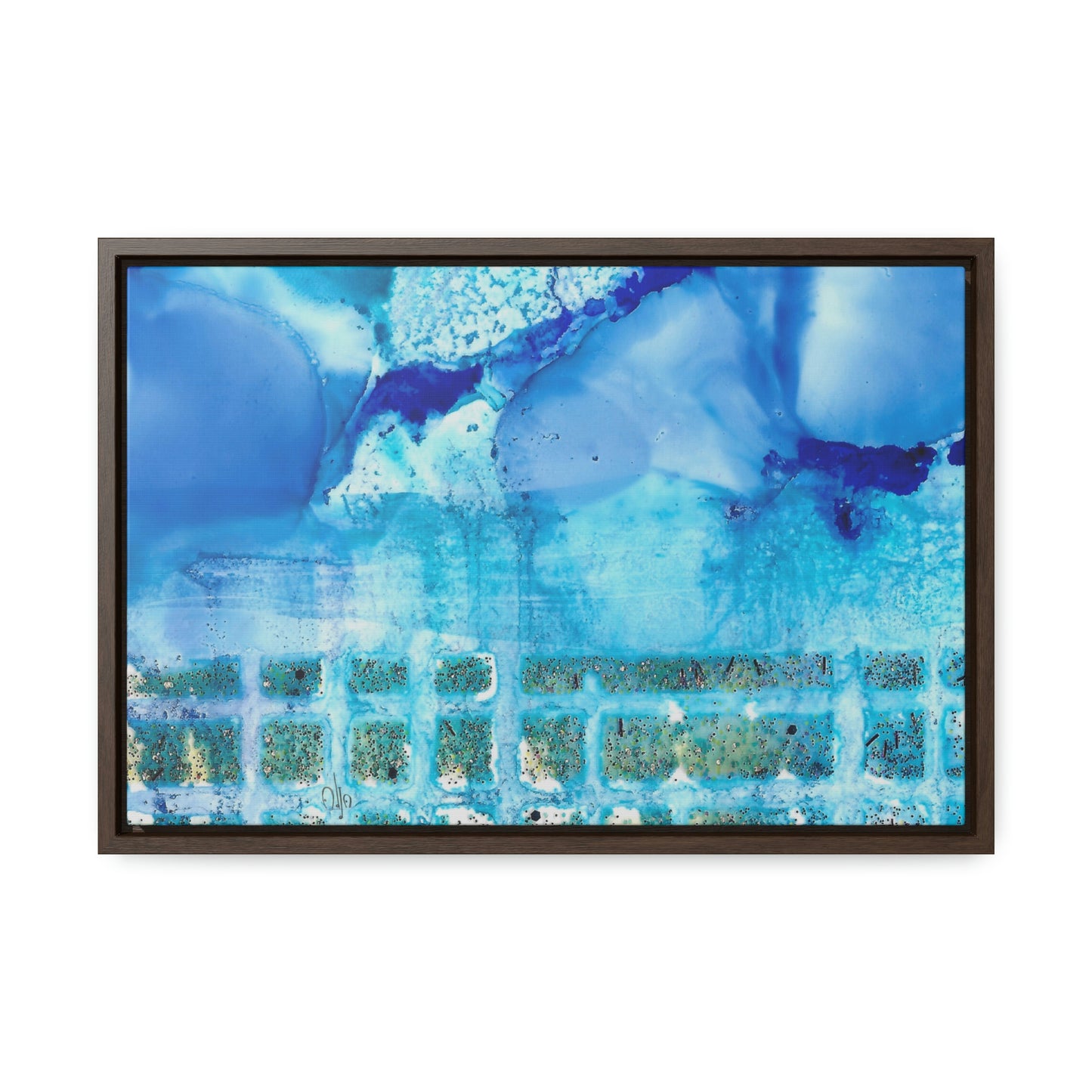 Blue Ice 1 Framed Canvas Print - Alja Design
