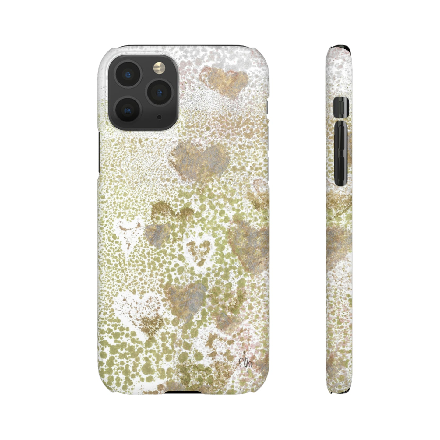 iPhone Samsung Galaxy Pixel5G Snap Case Phone Case Green Hearts - Alja Design