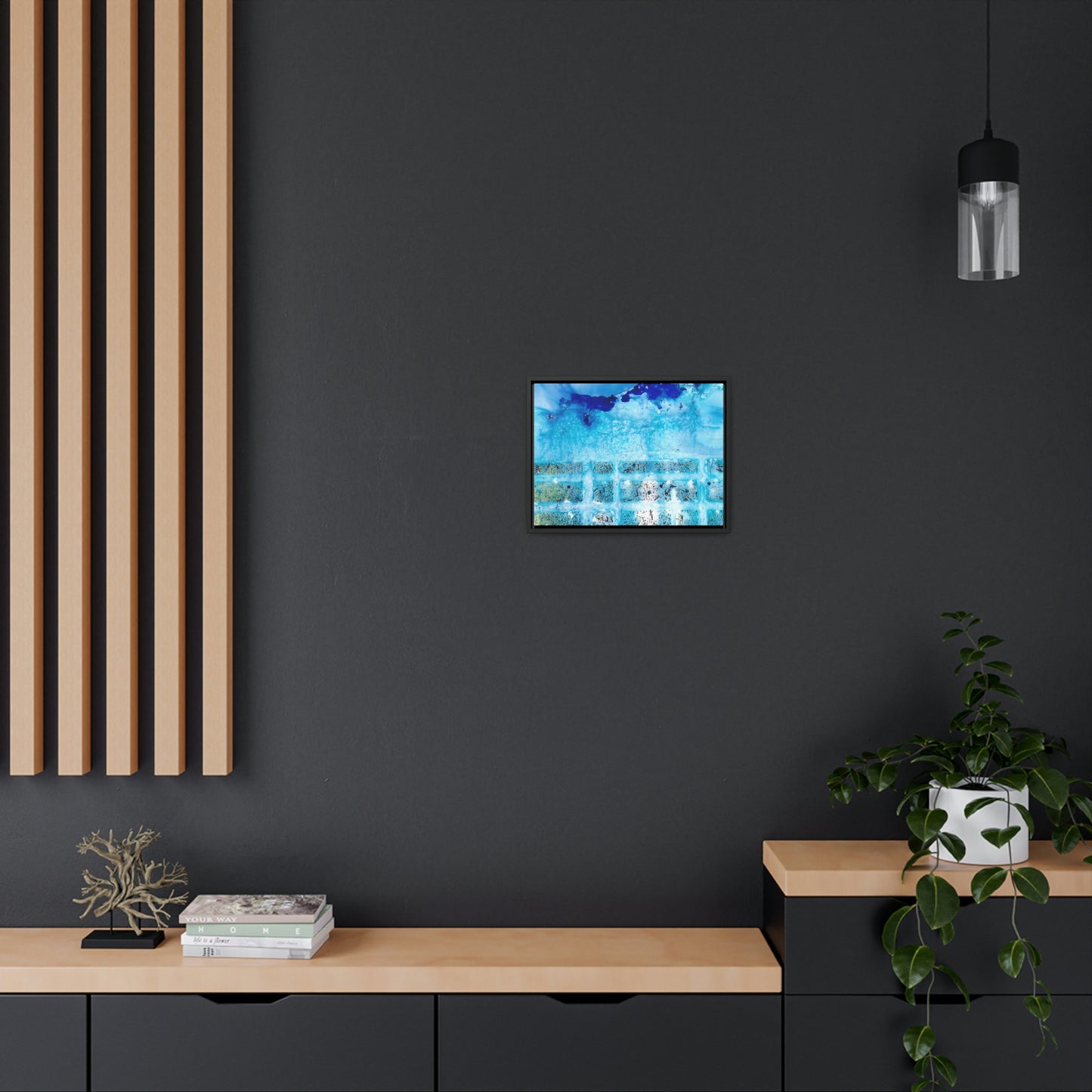 Blue Ice 8 Framed Canvas Print - Alja Design