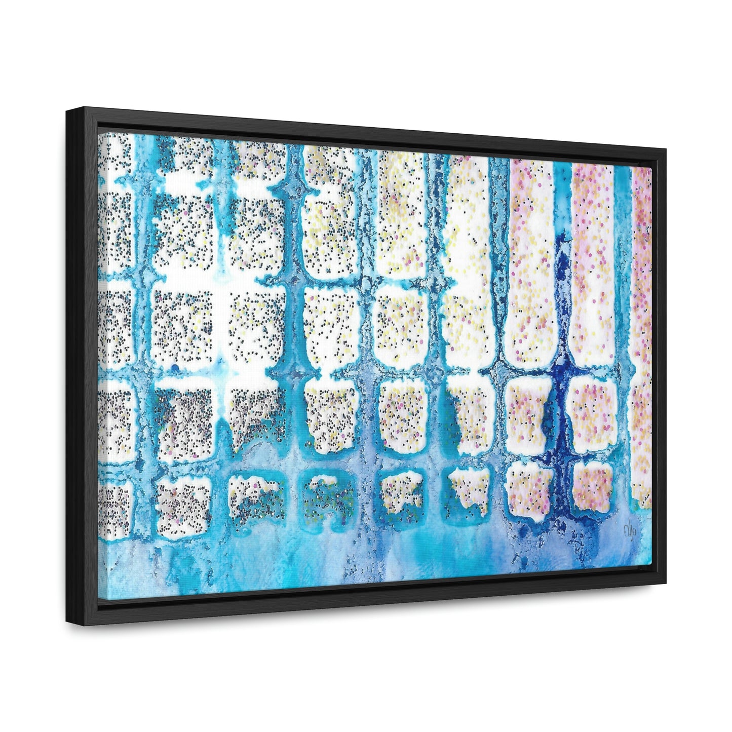 Blue Ice 13 Framed Canvas Print - Alja Design