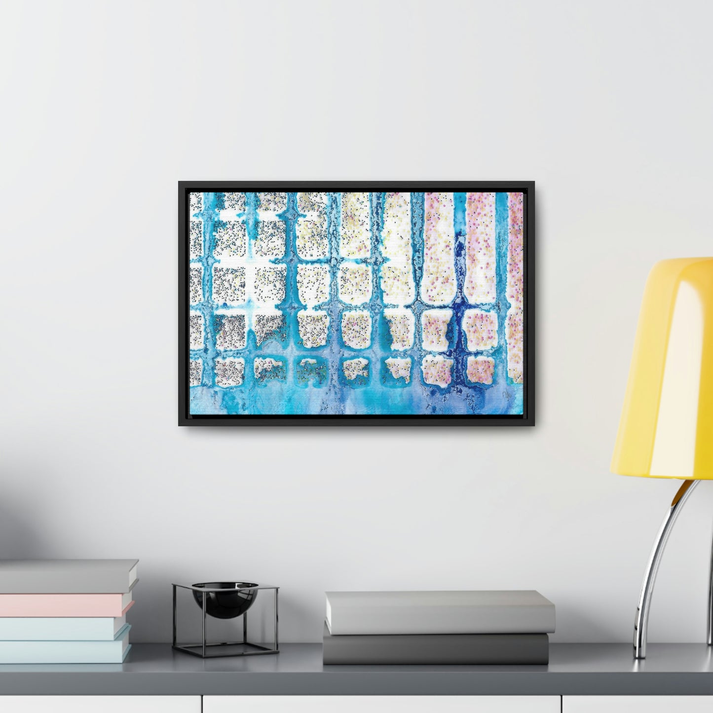 Blue Ice 13 Framed Canvas Print - Alja Design