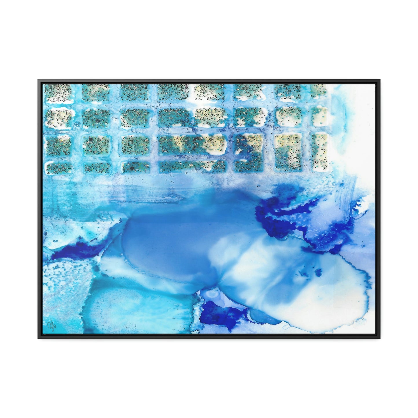 Blue Ice 12 Framed Canvas Print - Alja Design