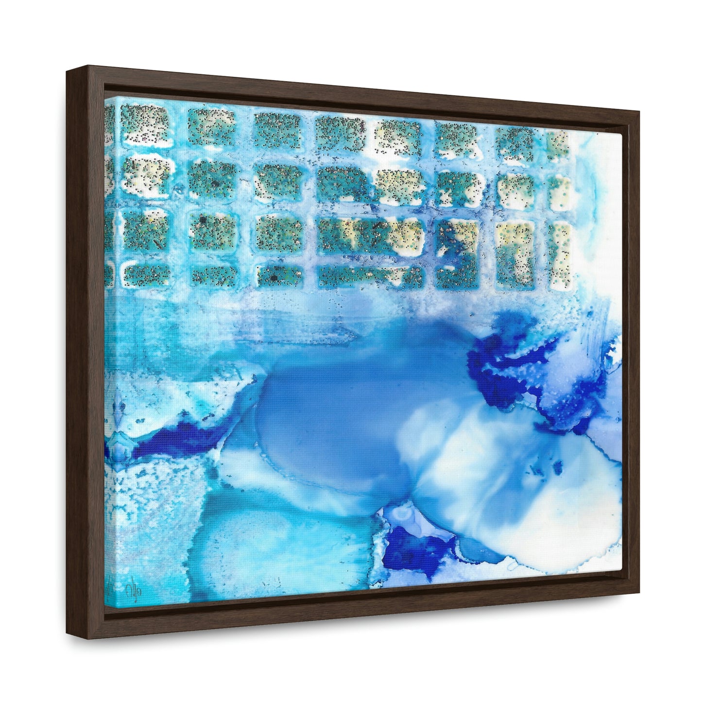 Blue Ice 12 Framed Canvas Print - Alja Design