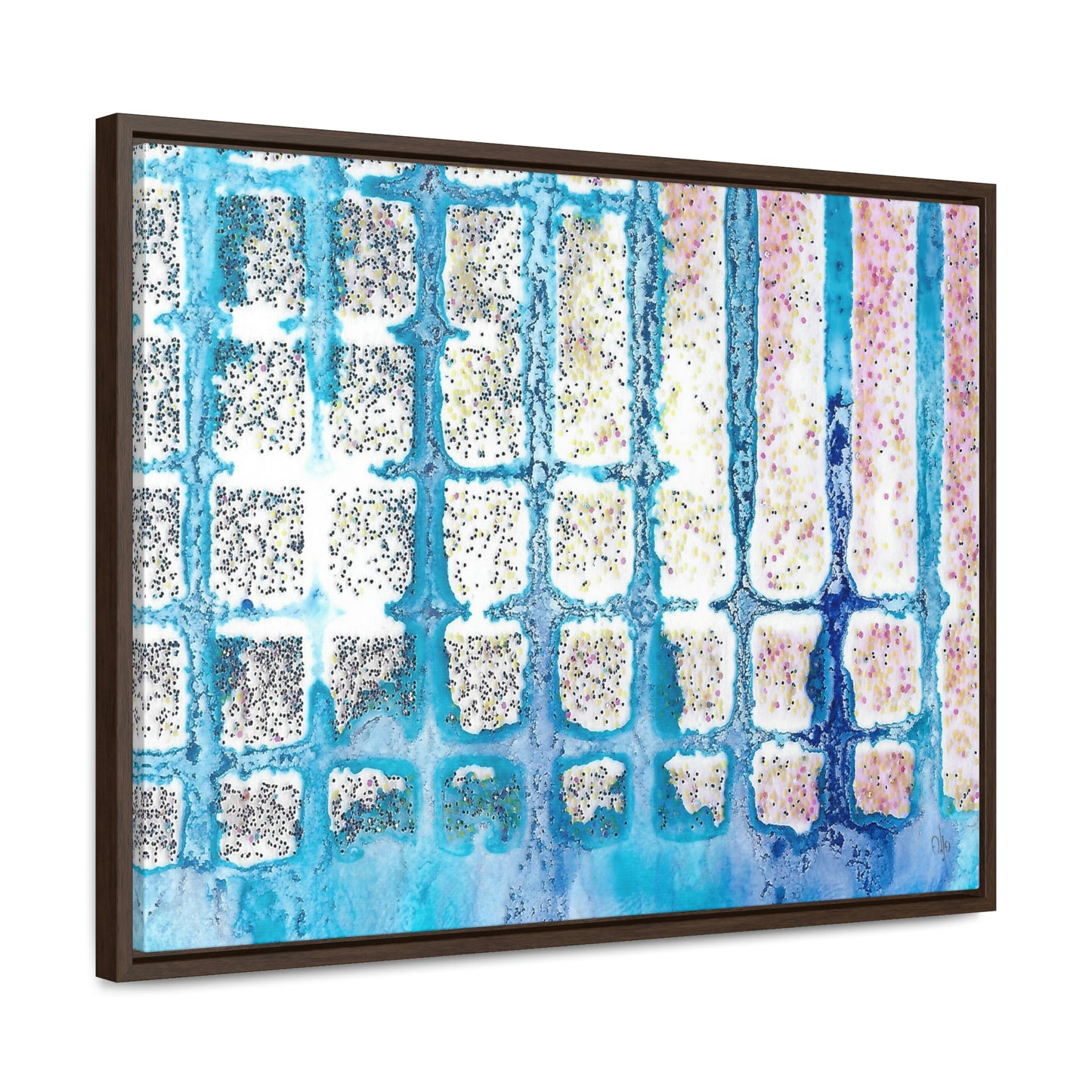 Blue Ice 13 Framed Canvas Print - Alja Design