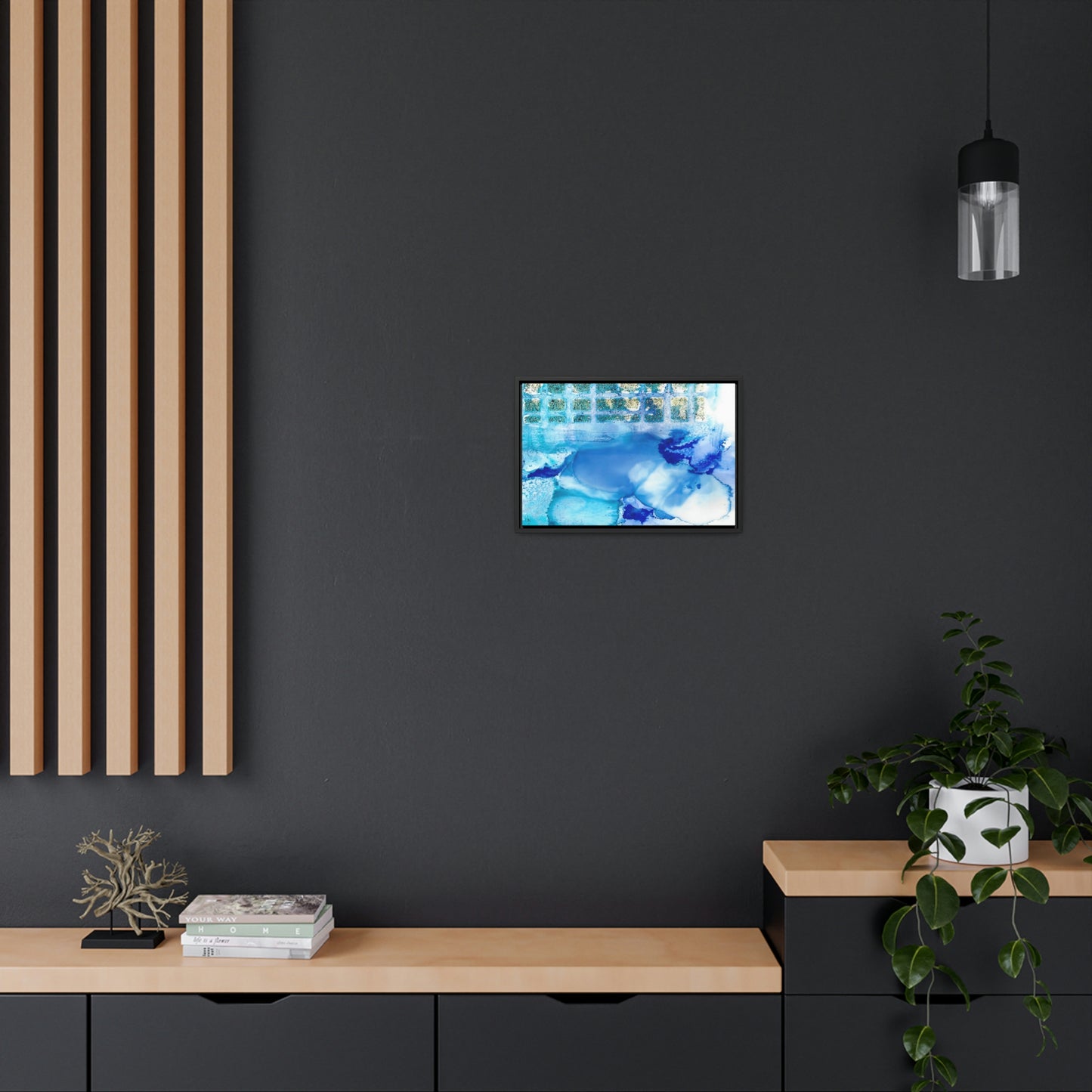Blue Ice 12 Framed Canvas Print - Alja Design