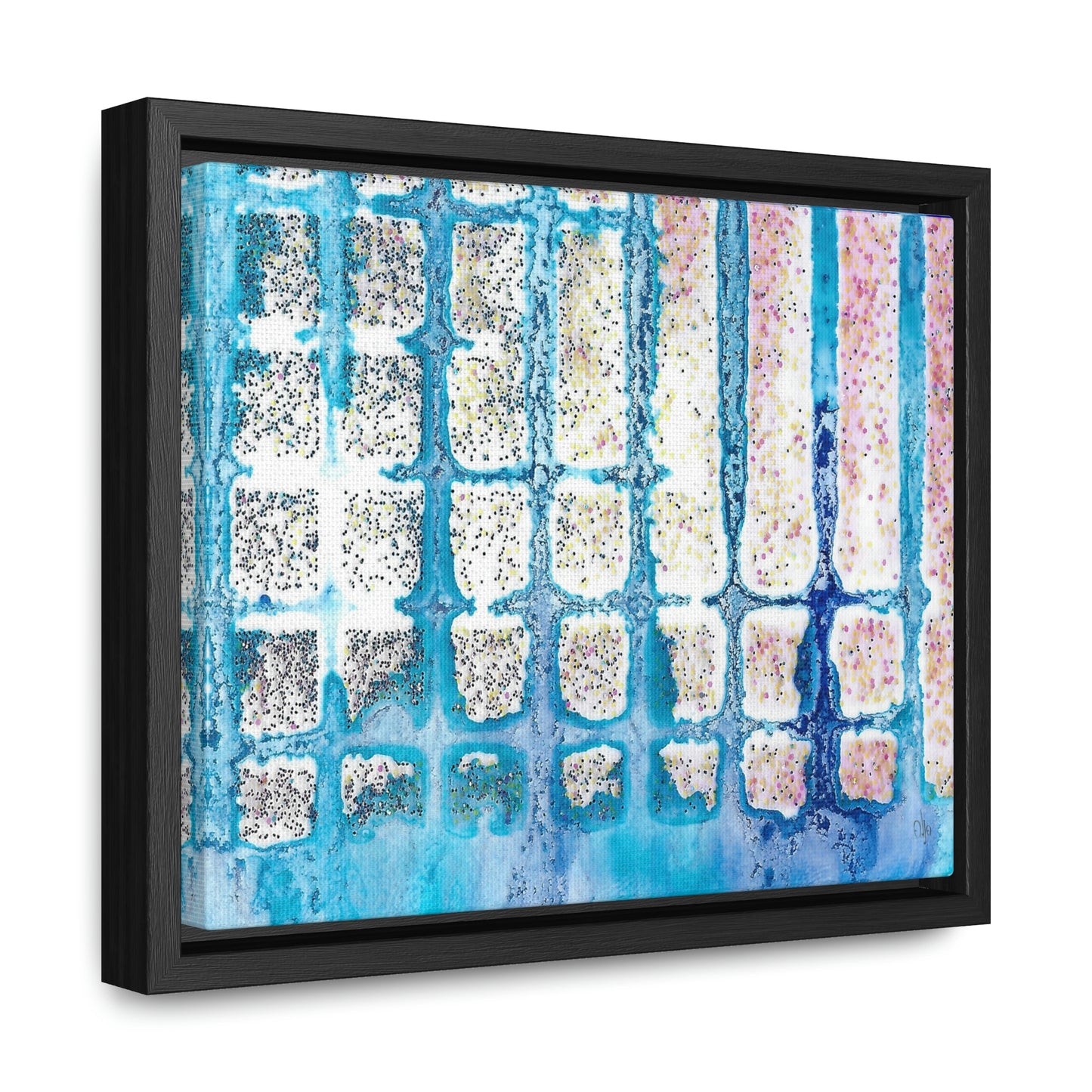 Blue Ice 13 Framed Canvas Print - Alja Design