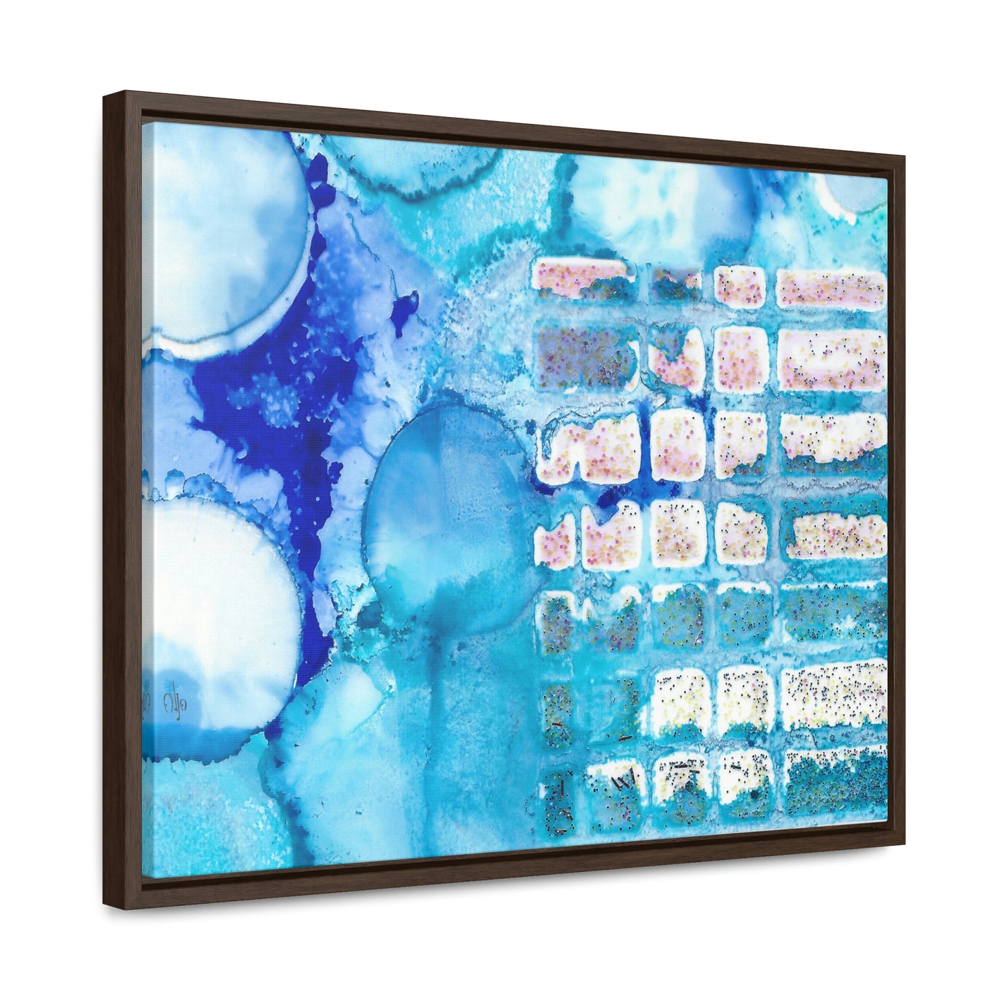 Blue Ice 11 Framed Canvas Print - Alja Design