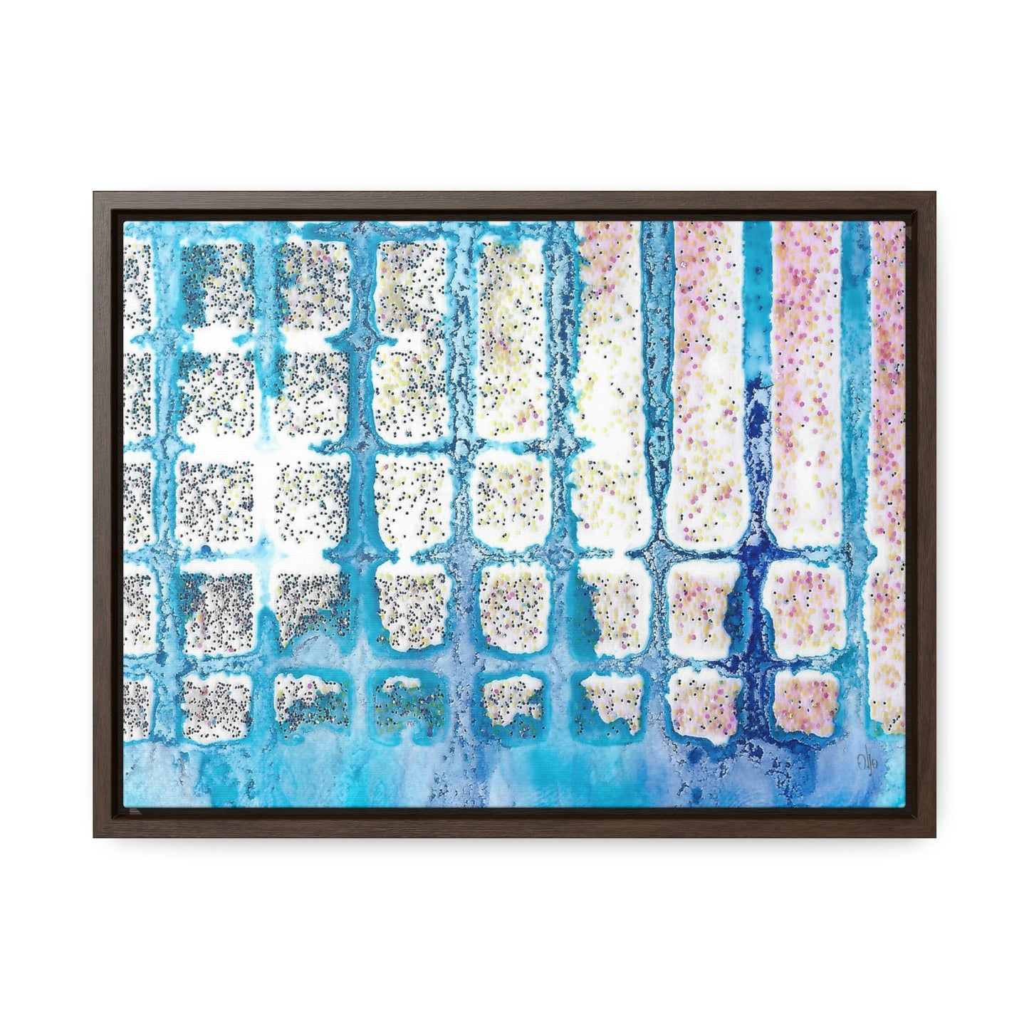 Blue Ice 13 Framed Canvas Print - Alja Design