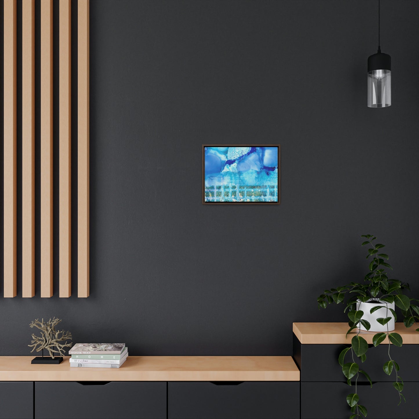 Blue Ice 1 Framed Canvas Print - Alja Design