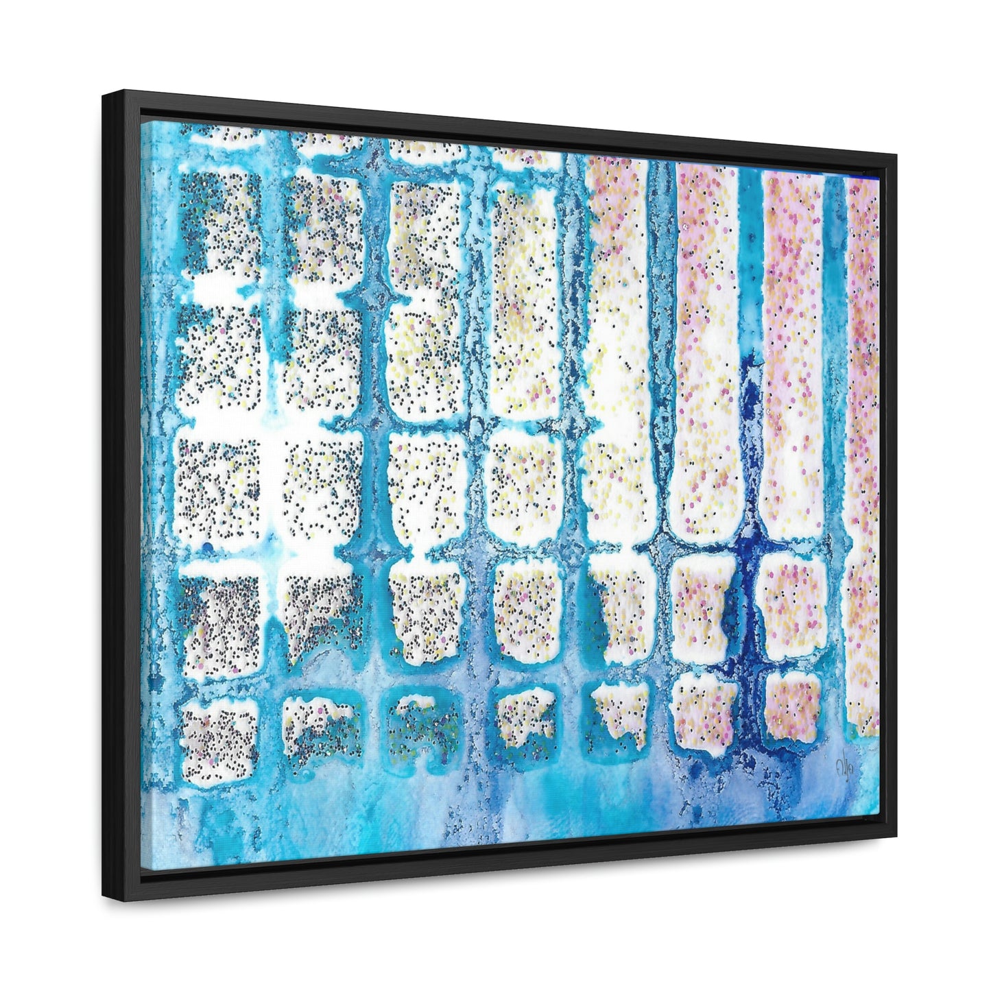 Blue Ice 13 Framed Canvas Print - Alja Design