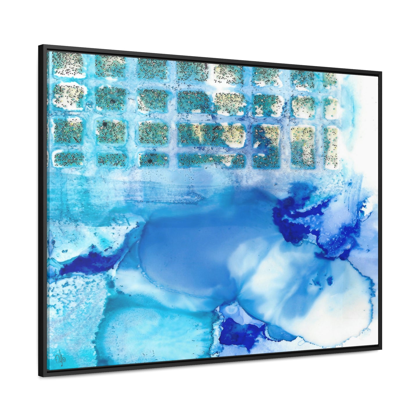 Blue Ice 12 Framed Canvas Print - Alja Design