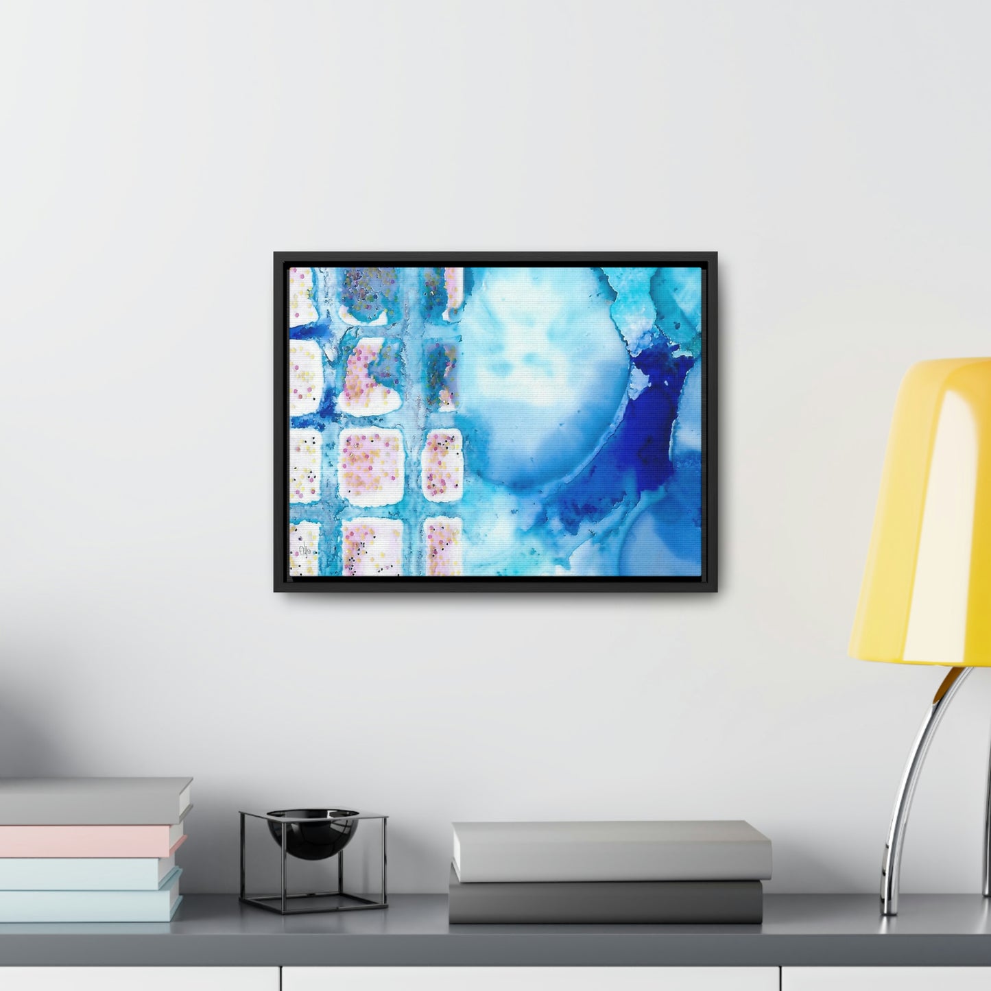 Blue Ice 10 Framed Canvas Print - Alja Design