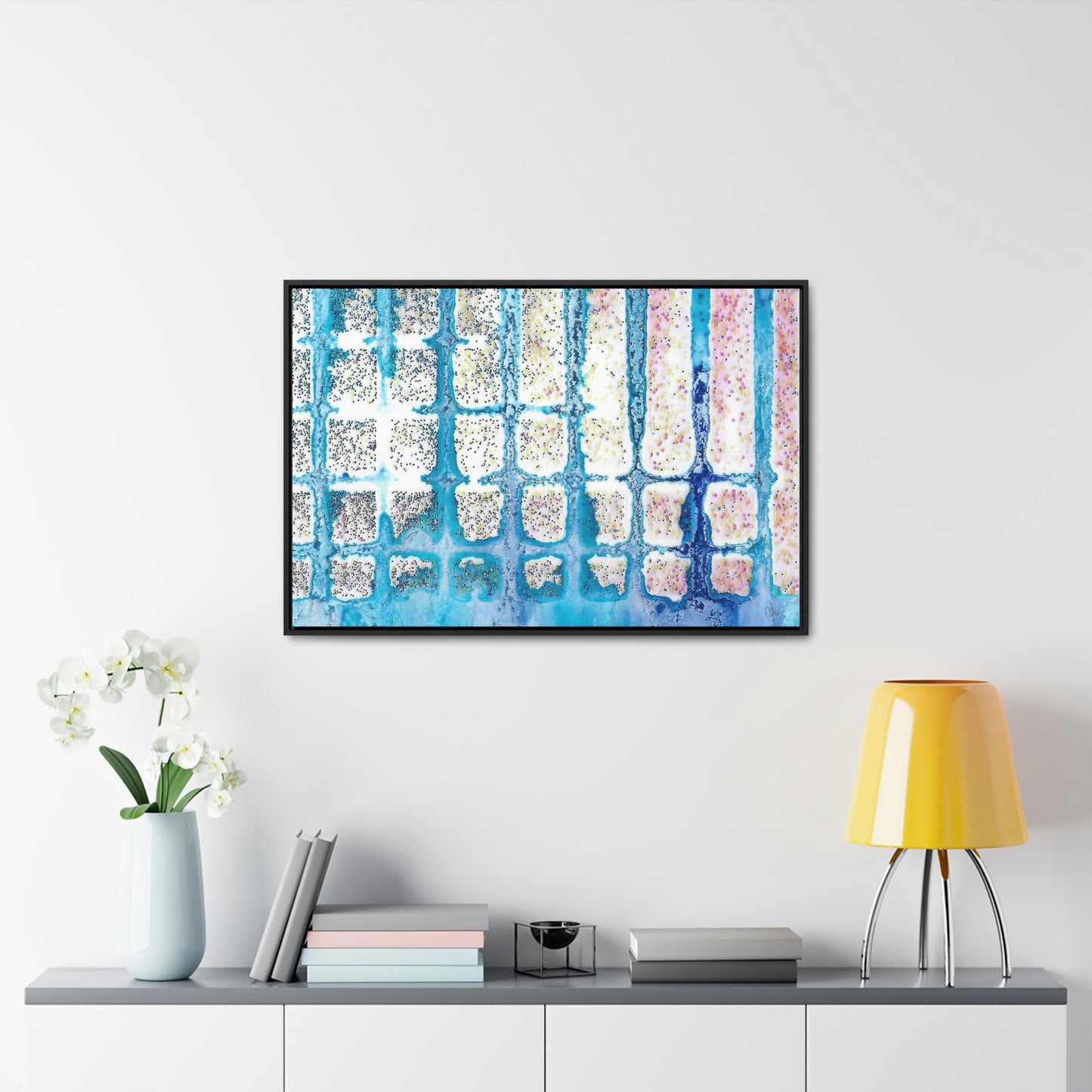 Blue Ice 13 Framed Canvas Print - Alja Design