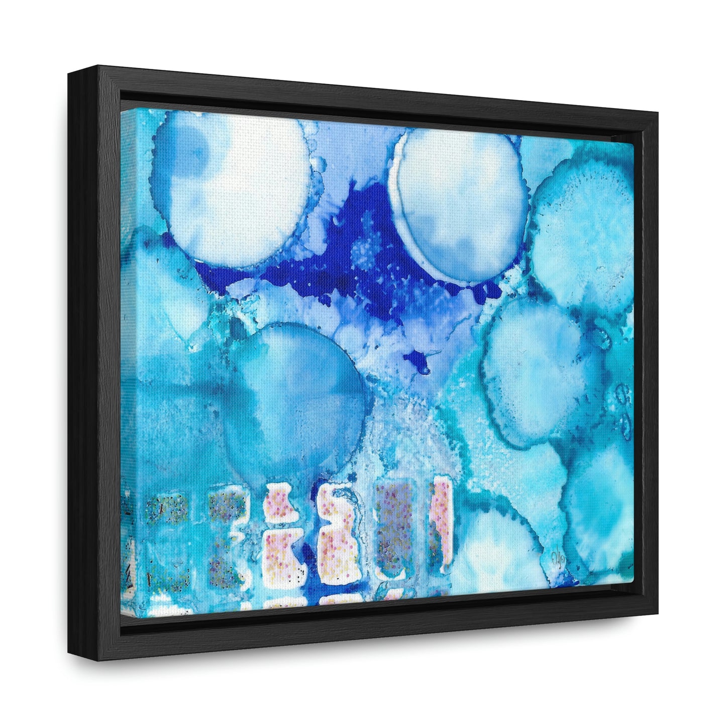 Blue Ice 5 Framed Canvas Print - Alja Design