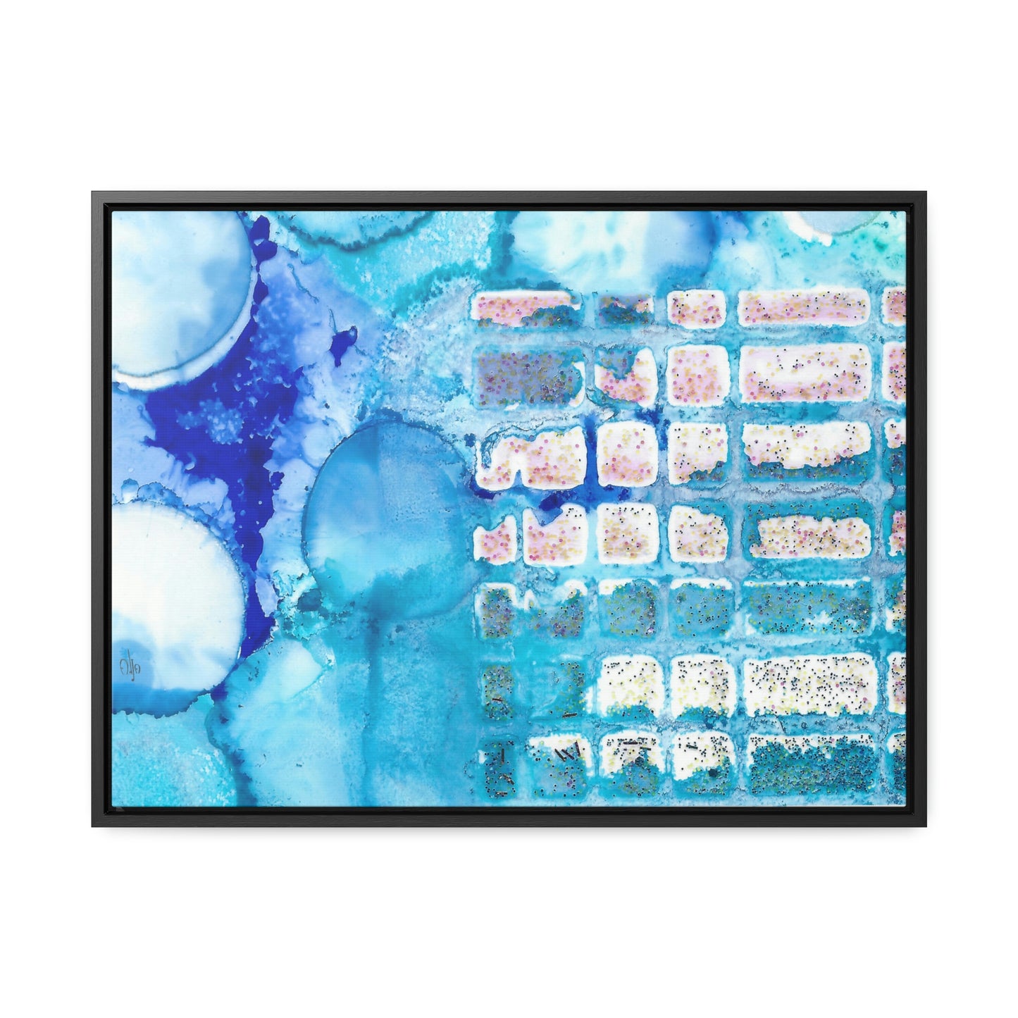 Blue Ice 11 Framed Canvas Print - Alja Design