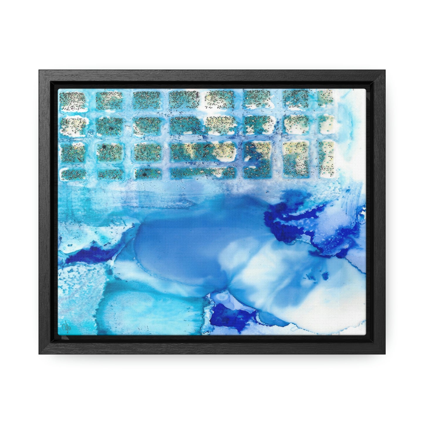 Blue Ice 12 Framed Canvas Print - Alja Design