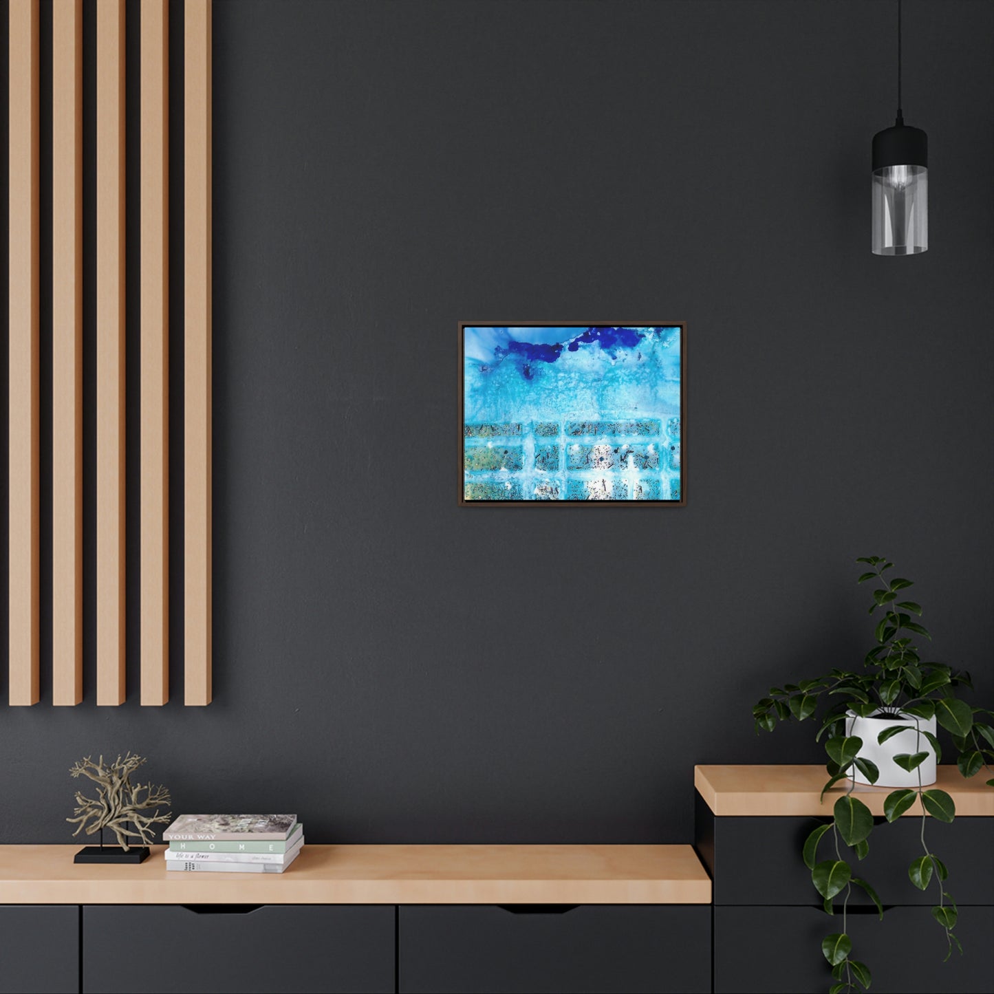 Blue Ice 8 Framed Canvas Print - Alja Design