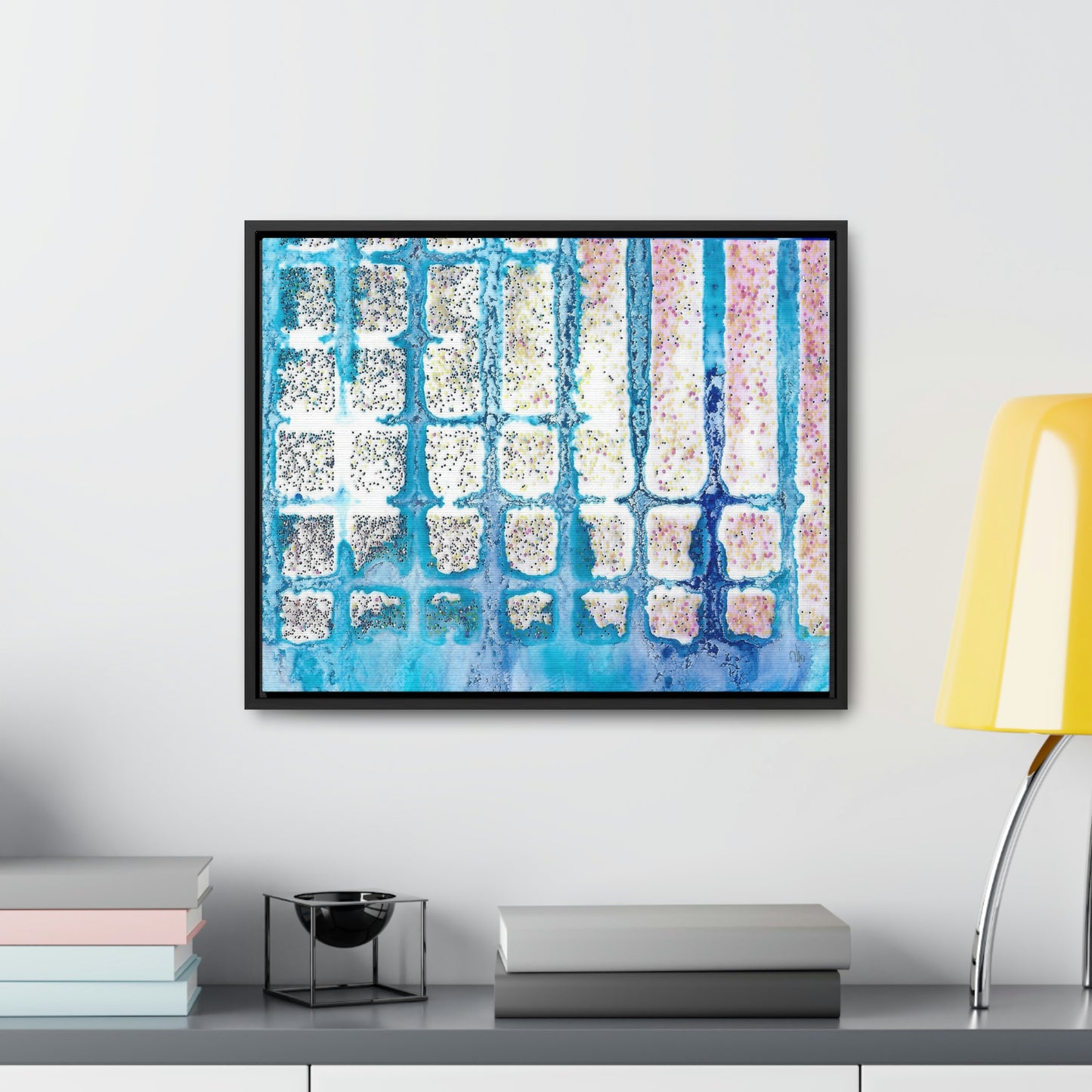 Blue Ice 13 Framed Canvas Print - Alja Design