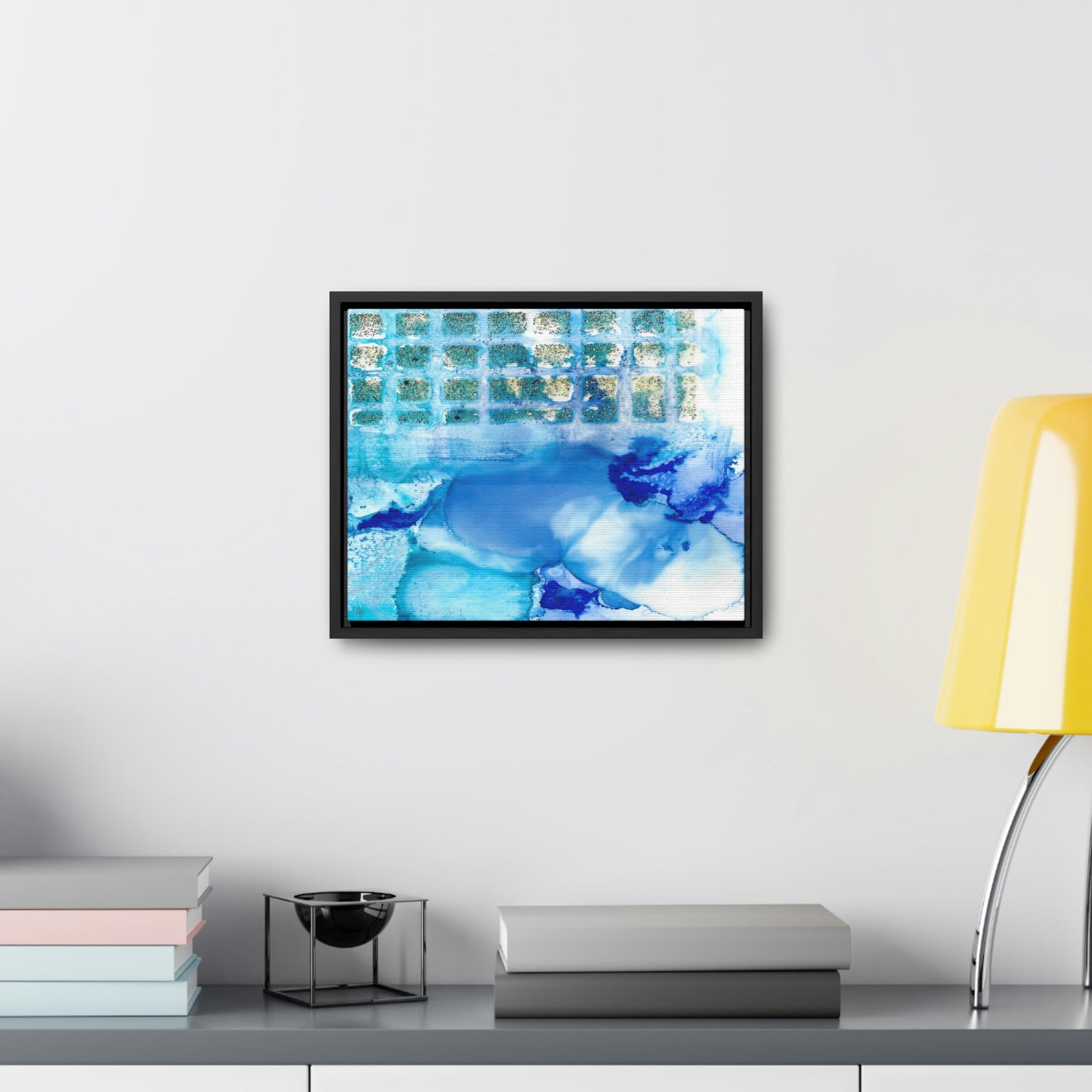 Blue Ice 12 Framed Canvas Print - Alja Design