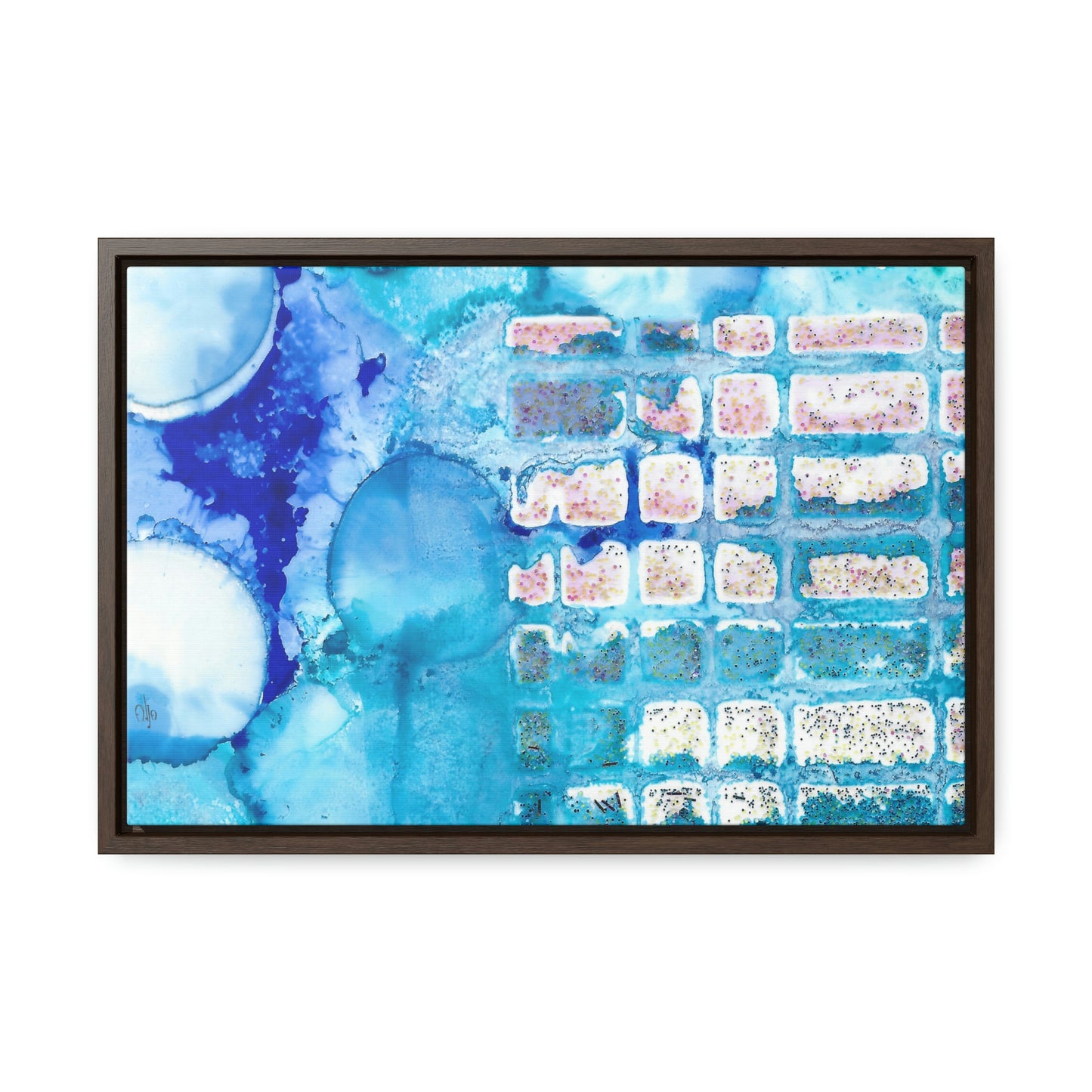 Blue Ice 11 Framed Canvas Print - Alja Design