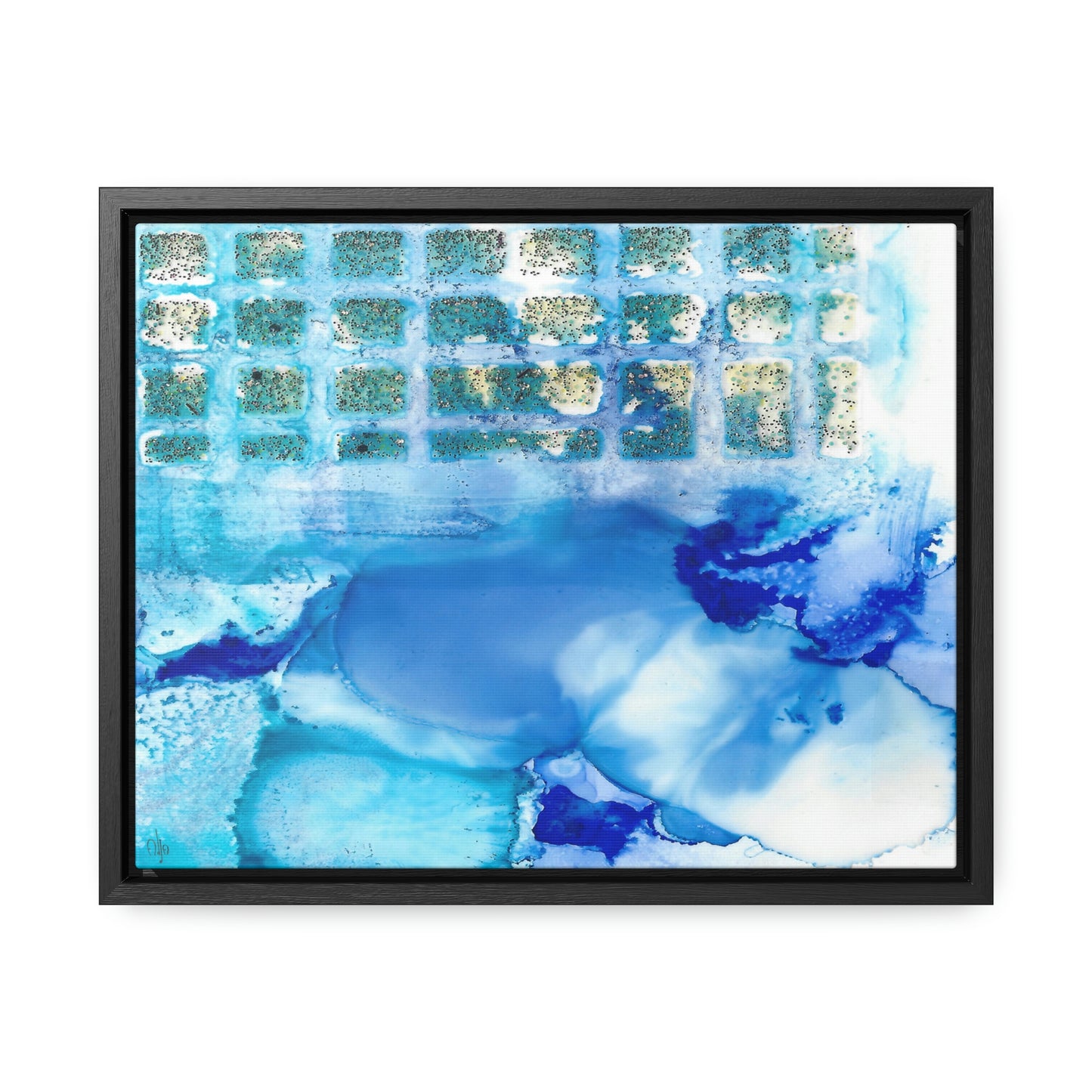 Blue Ice 12 Framed Canvas Print - Alja Design